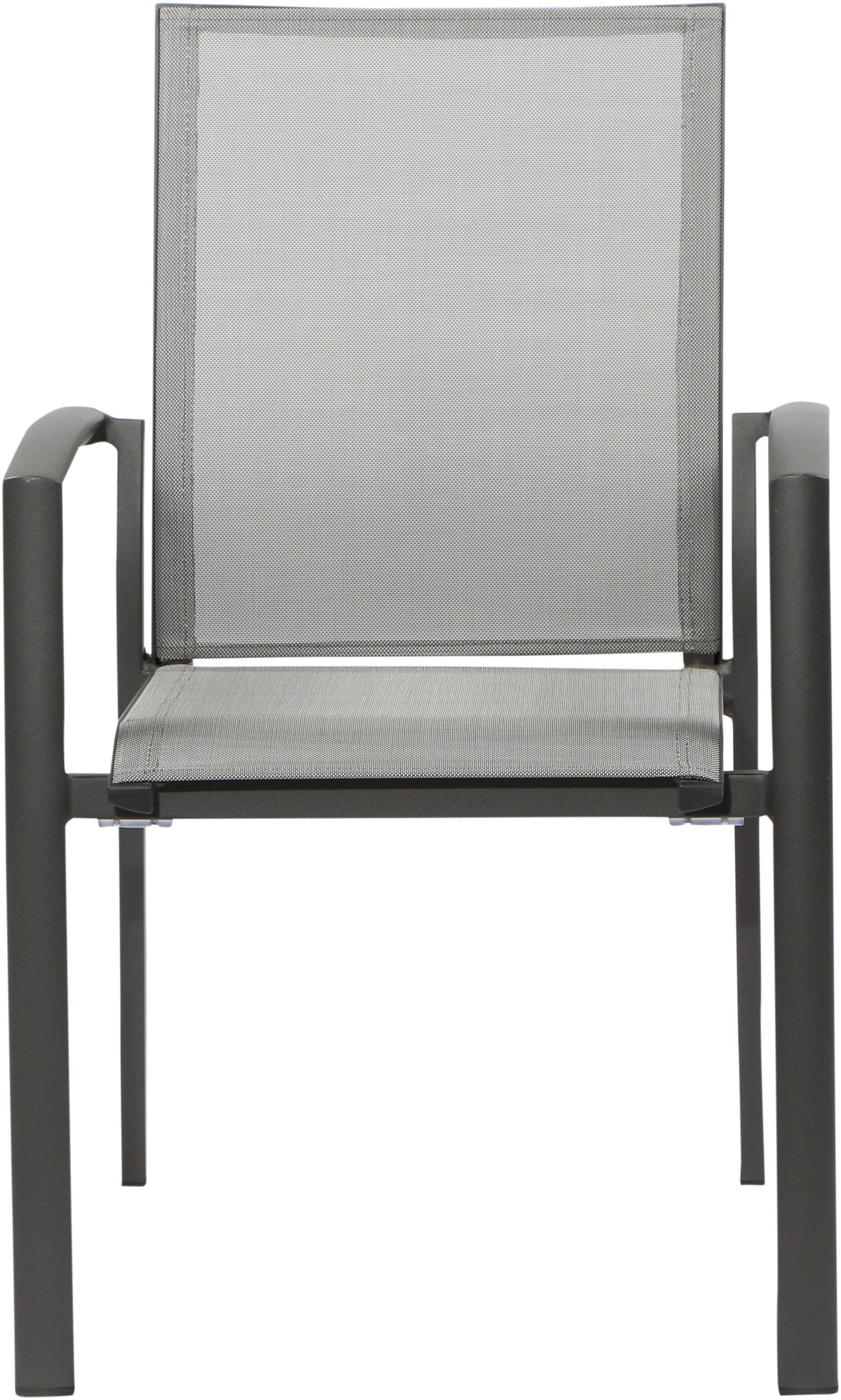 Siena Garden Gartensessel VELIA Stapelsessel matt anthrazit, Gestell aus Aluminium, Ranotex®-Gewebe dunkelgrau