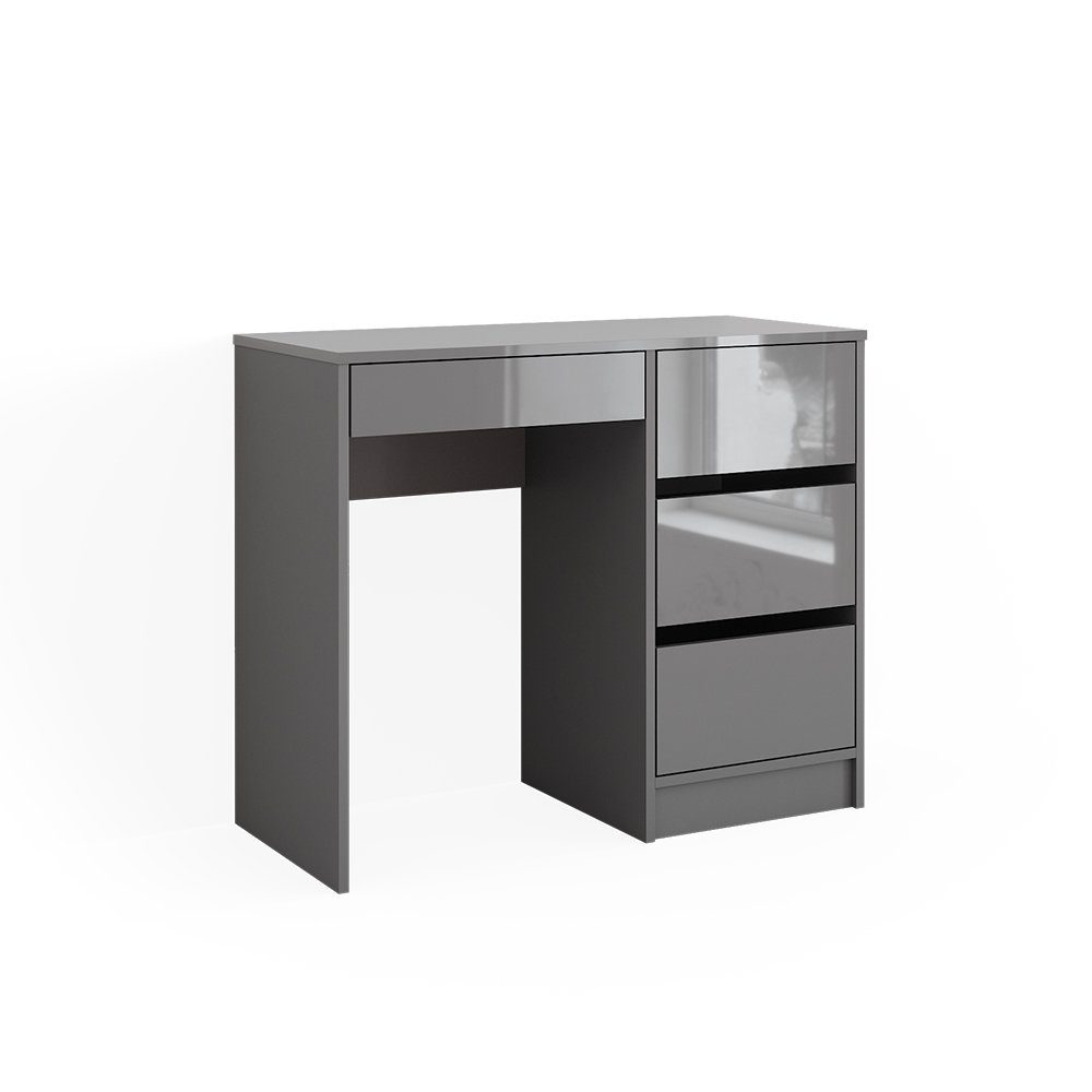 Vicco Schreibtisch Sherry, Grau Hochglanz, 90 x 40 cm mit Schubladen günstig online kaufen