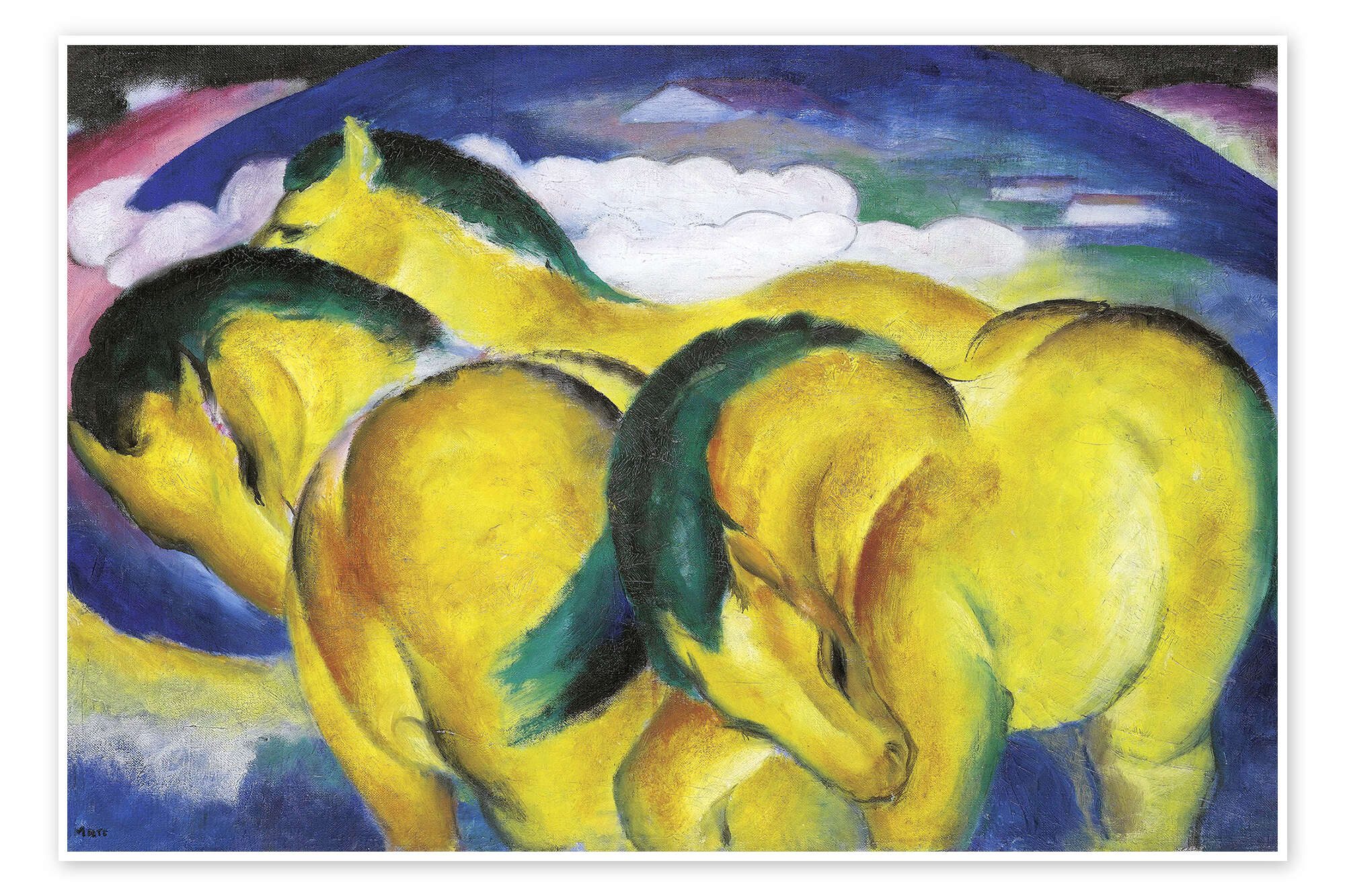 Posterlounge Wandbild Die kleinen gelben Pferde, Franz Marc, erhältlich als Poster, Leinwandbild, Wandsticker oder Acrylglasbild