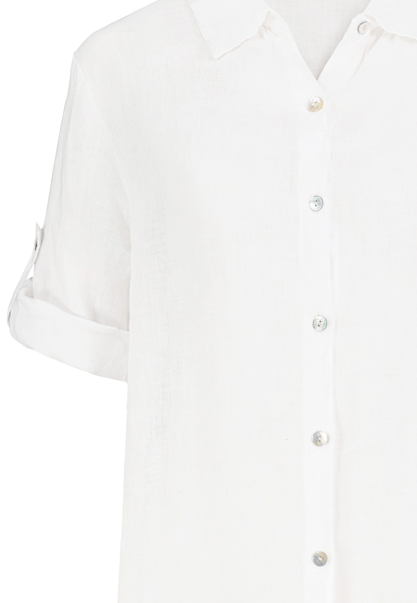 Eight2Nine Shirtkleid Kurzarm Knopfleiste Gerade Passform Elegantes Design für Damen (lang, 1-tlg) Leinen Normal Fit Kentkragen Kurzarm Einfarbig atmungsaktiv