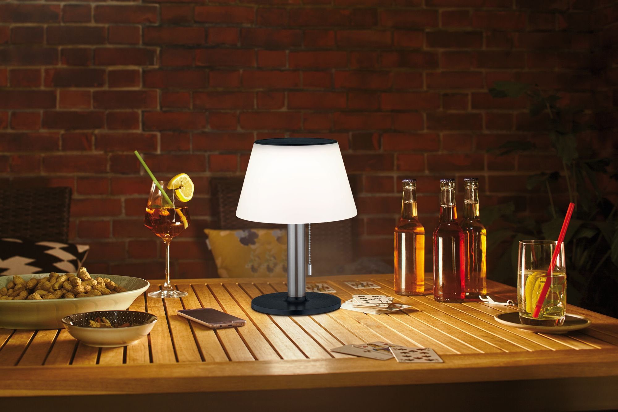 LED LED integriert, Paulmann LED-Board, Lillesol, Warmweiß, dimmbar Solar, Außen-Tischleuchte fest