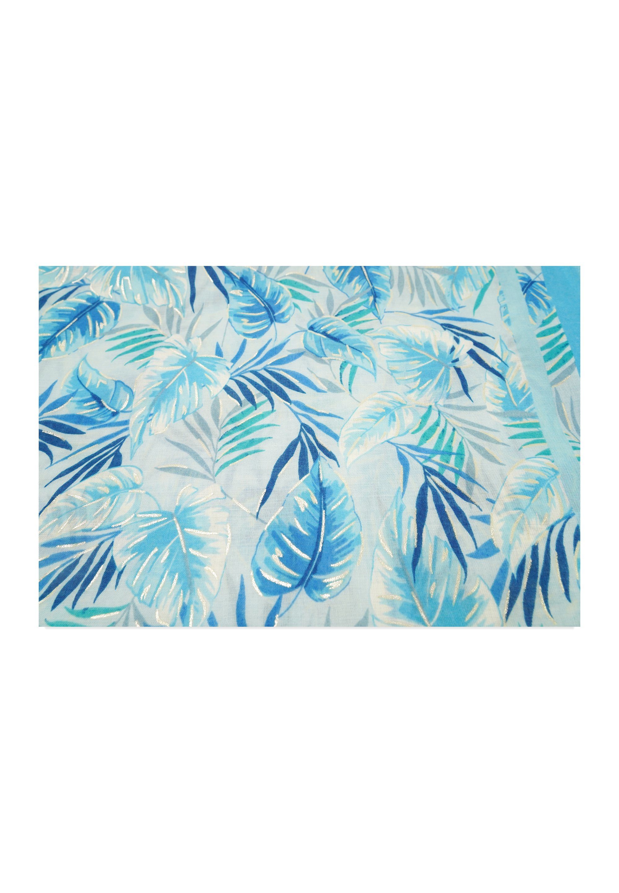 Harpa Botanik-Print silberfarben SEDA, mit und Metallic-Effekt blau, Modeschal