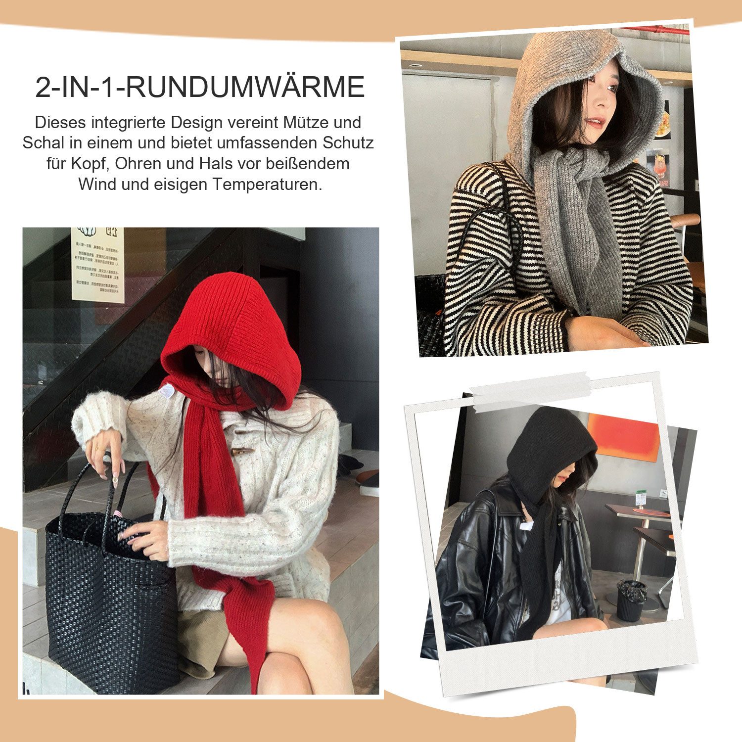 Refttenw Mütze & Schal Mütze Schal Set Damen Wintermütze – Weiche Wollmisch günstig online kaufen