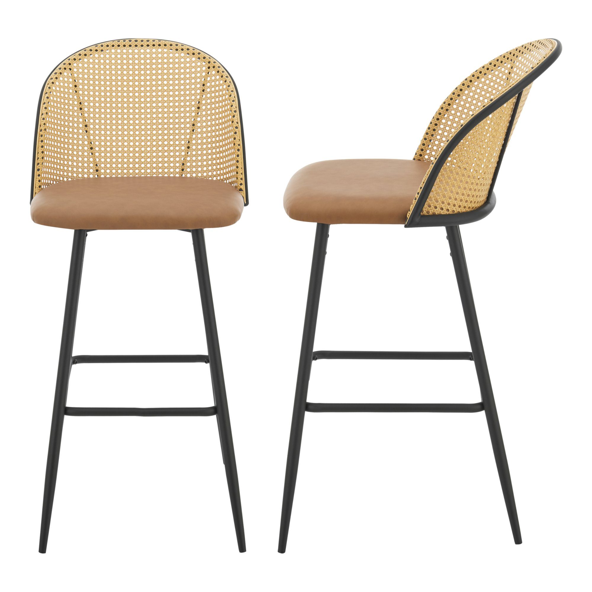 en.casa Barhocker, »Gausdal« Barstuhl 2er Set gepolstert Metallbeine Braun günstig online kaufen