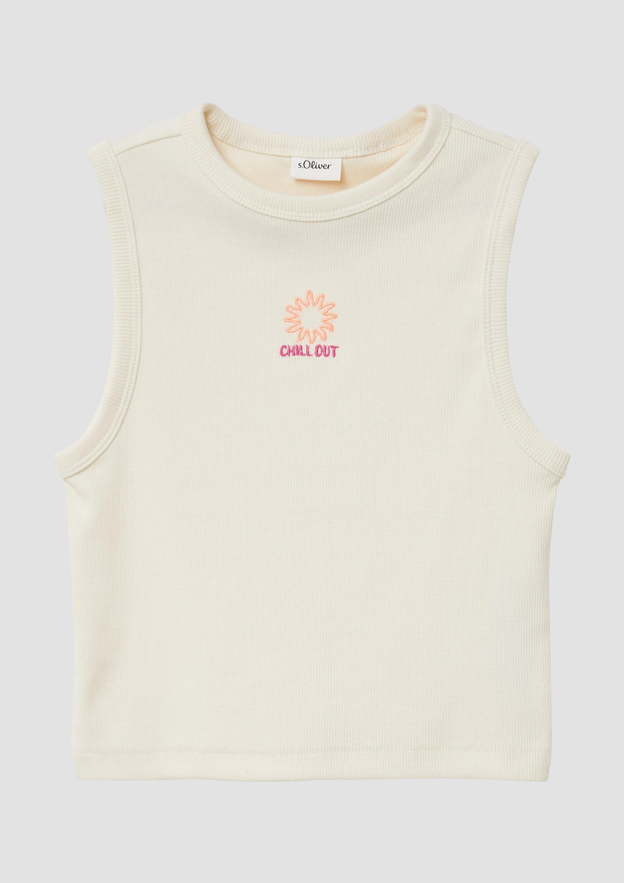 s.Oliver Muskelshirt T-Shirt Slim-Fit-Top aus Rippware mit Stickerei