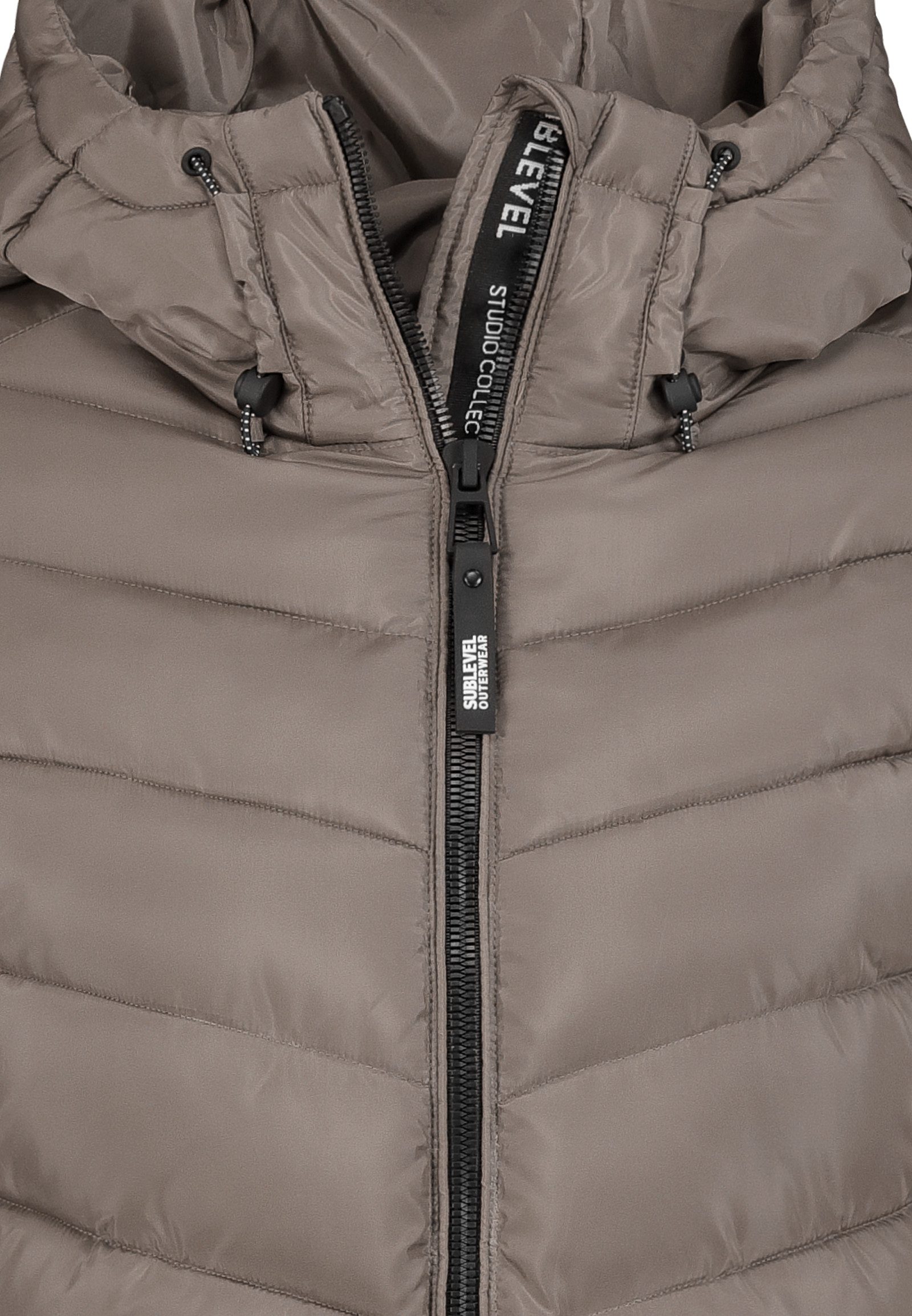 SUBLEVEL Wintermantel Damen Steppmantel mit 2-Wege-Reißverschluss und Ka Steppmantel, Kapuze, Tunnelzug