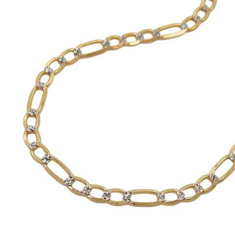 Erario D'Or Goldkette Anhängerkette Figarokette rhodiniert diamantiert 14Kt GOLD 45 cm