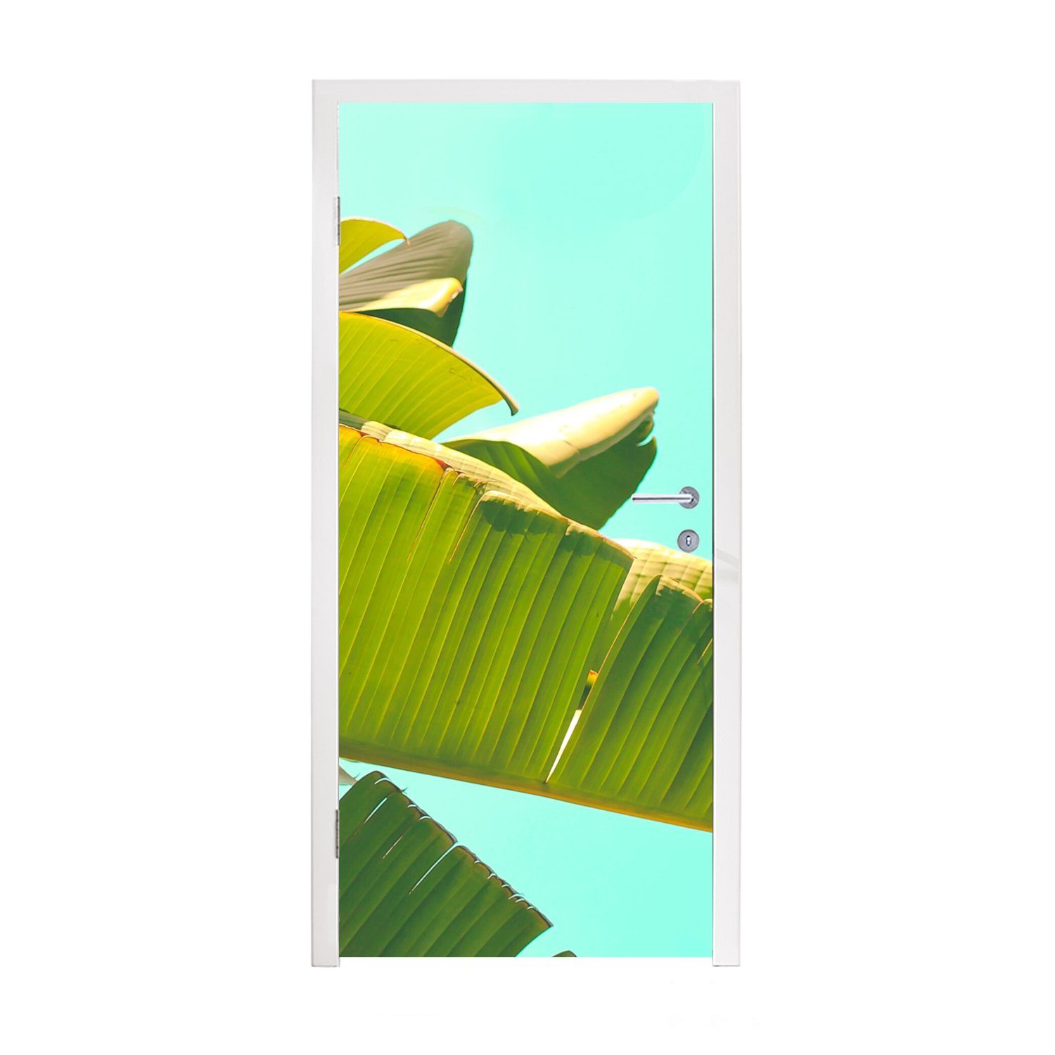 MuchoWow Türtapete Bananenblatt - Blätter - Tropisch - Sommer, Matt, bedruckt, (1 St), Fototapete für Tür, Türaufkleber, 75x205 cm