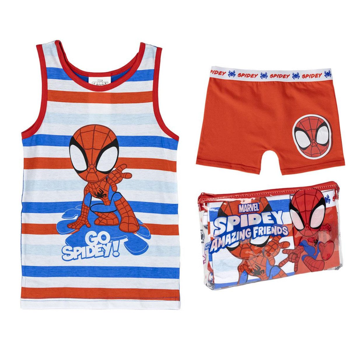 MARVEL Pyjama Spidey Schlafanzug & Nachtwäsche aus 100 % Baumwolle mit Tasche