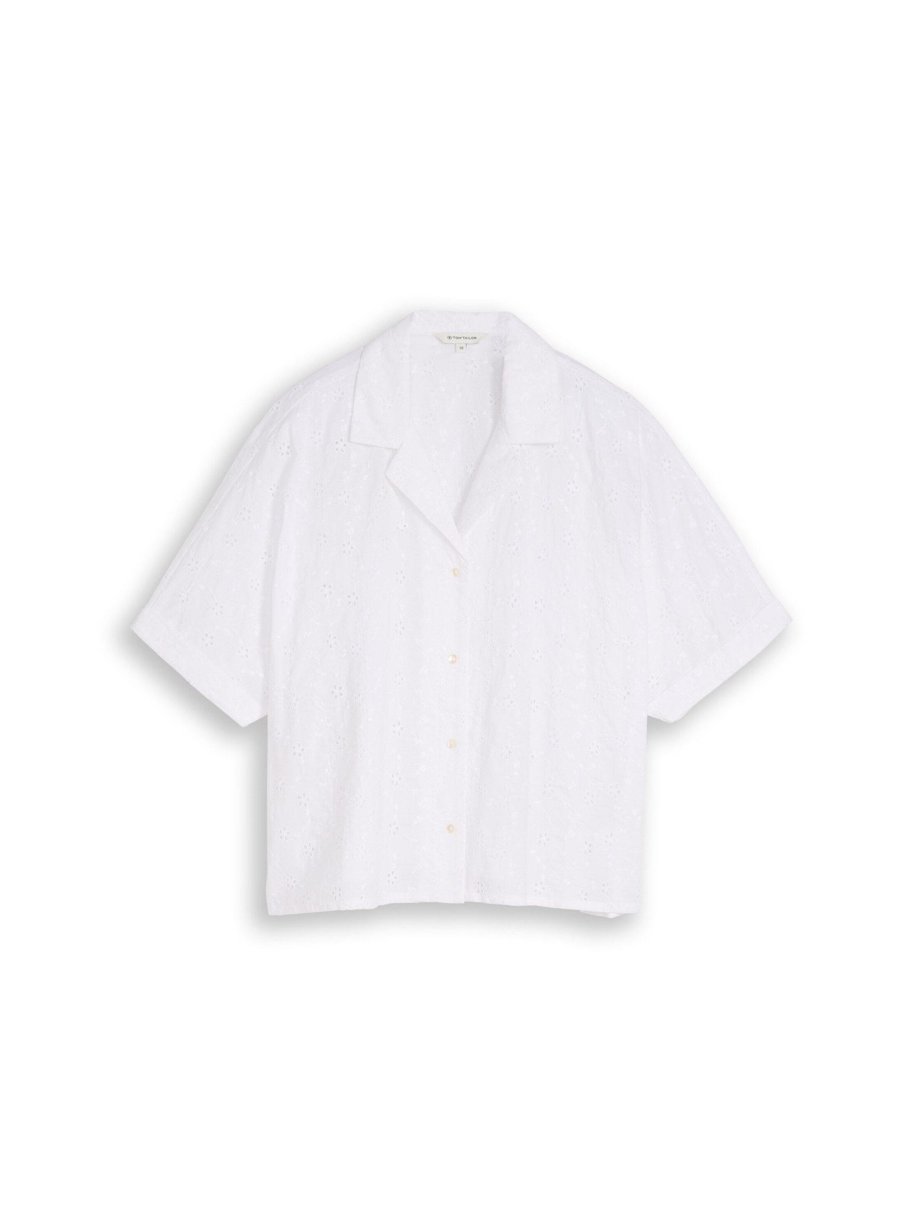TOM TAILOR Kurzarmbluse blouse schiffli resort shirt 20000