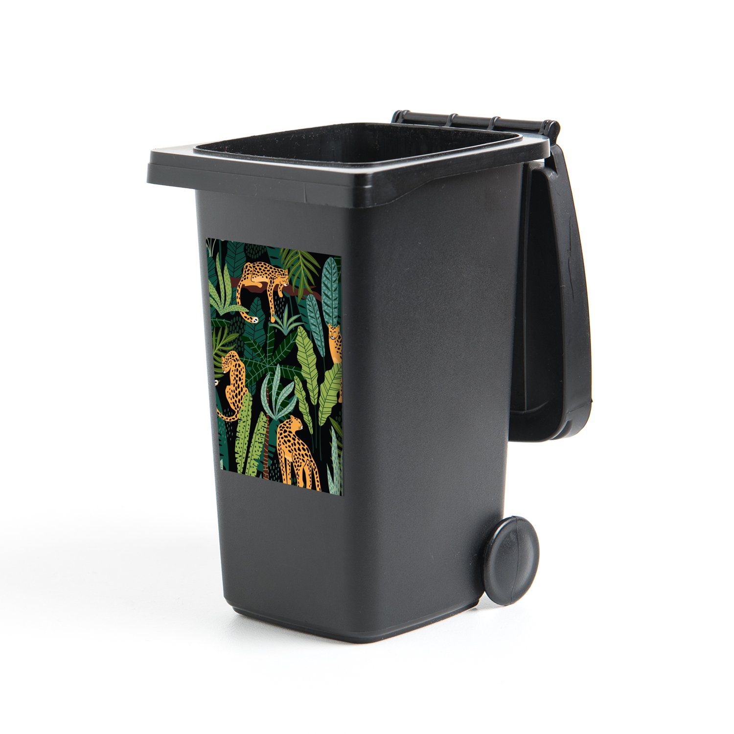 - Dschungel Wandsticker (1 - - Container, - Muster Mülleimer-aufkleber, Pflanzen St), Sticker, Abfalbehälter - Jungen Mädchen Mülltonne, MuchoWow Panther
