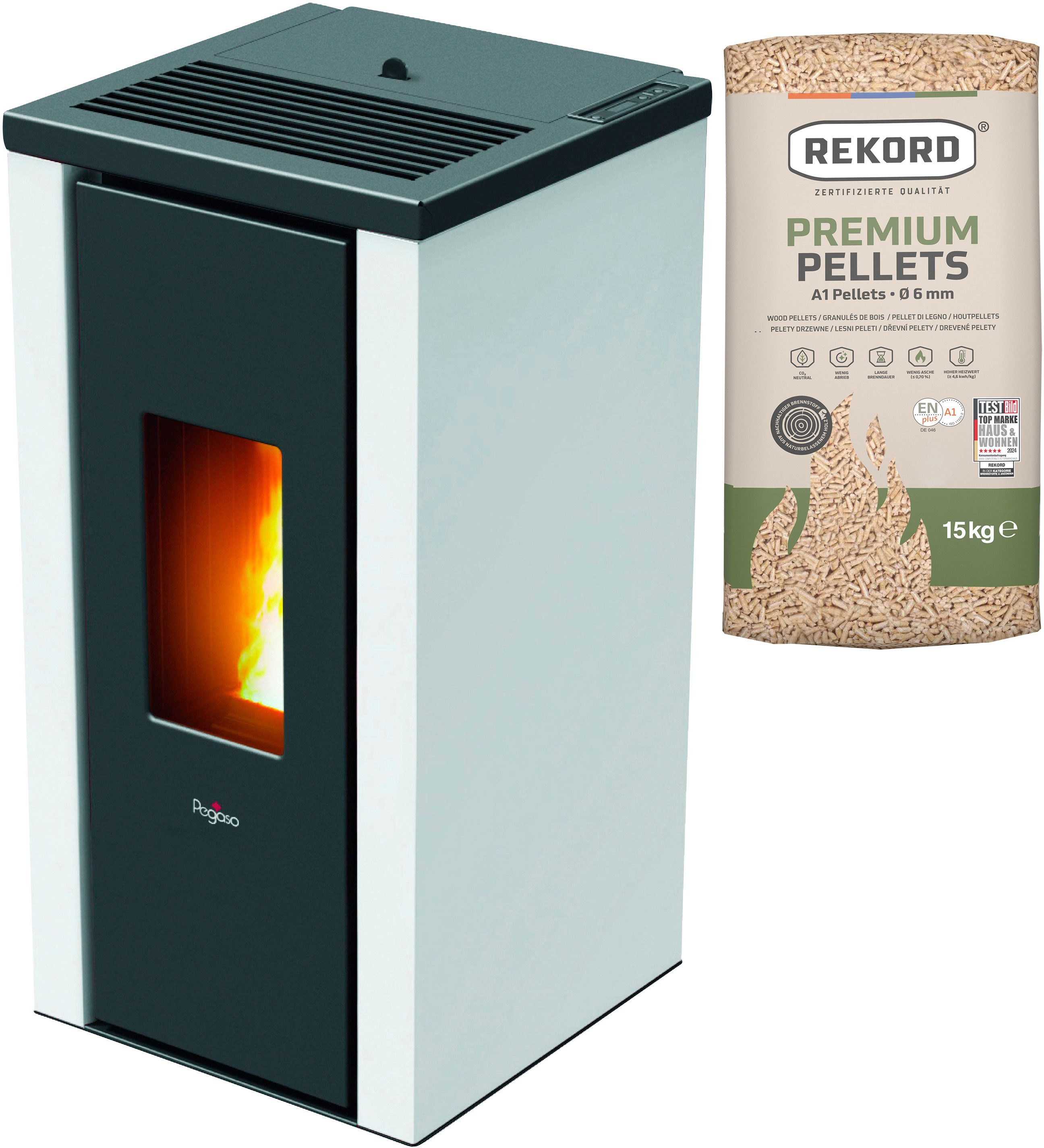 Pegaso Pelletofen VERA, 7 kW, Zeitbrand, Stahl