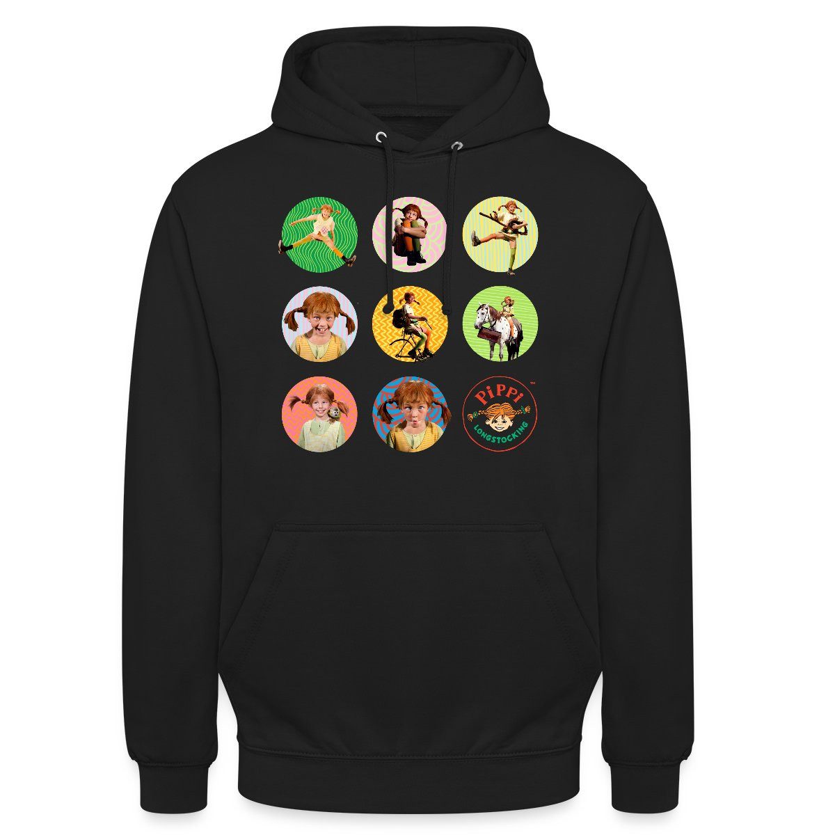 Spreadshirt Hoodie Pippi Langstrumpf Bilder Von Pippi In Kreisen Unisex Hoodie (1-tlg)