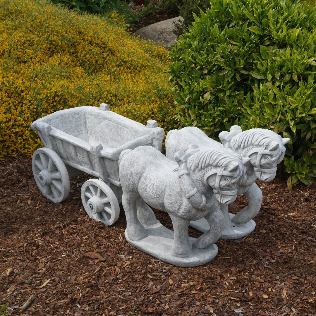 gartendekoparadies.de Плантатор Pferdegespann Kutsche als Pflanztrog Pflanzgefäß, H. 53 cm, 20 Liter, Frostsicher