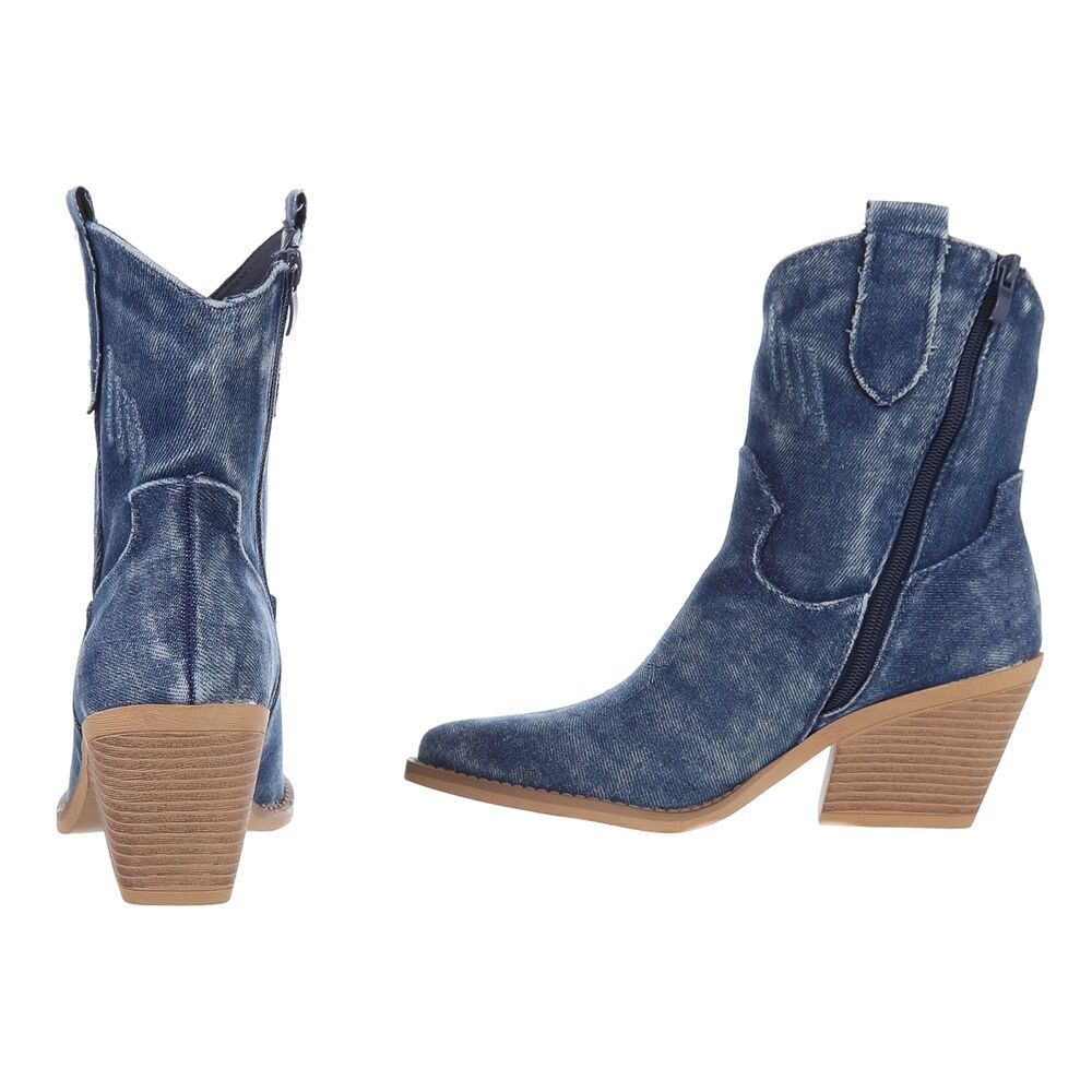 Ital-Design Damen Cowboyboots Western Westernstiefelette (88843787) Blockabsatz Stiefeletten in Blau
