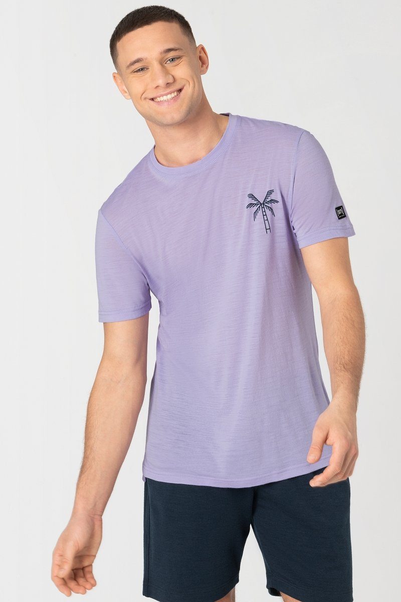 SUPER.NATURAL T-Shirt Merino T-Shirt M TROPICAL ADVENTURE TEE formstabiler Merino-Materialmix Lavender/Blueberry