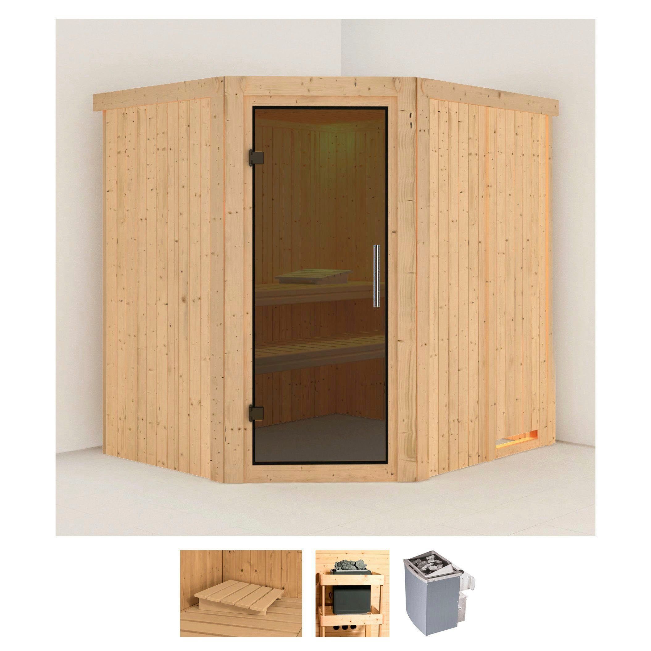 Karibu Sauna Siirin, BxTxH: 196 x 170 x 198 cm, 68 mm, (Set) 9 KW-Ofen mit integrierter Steuerung