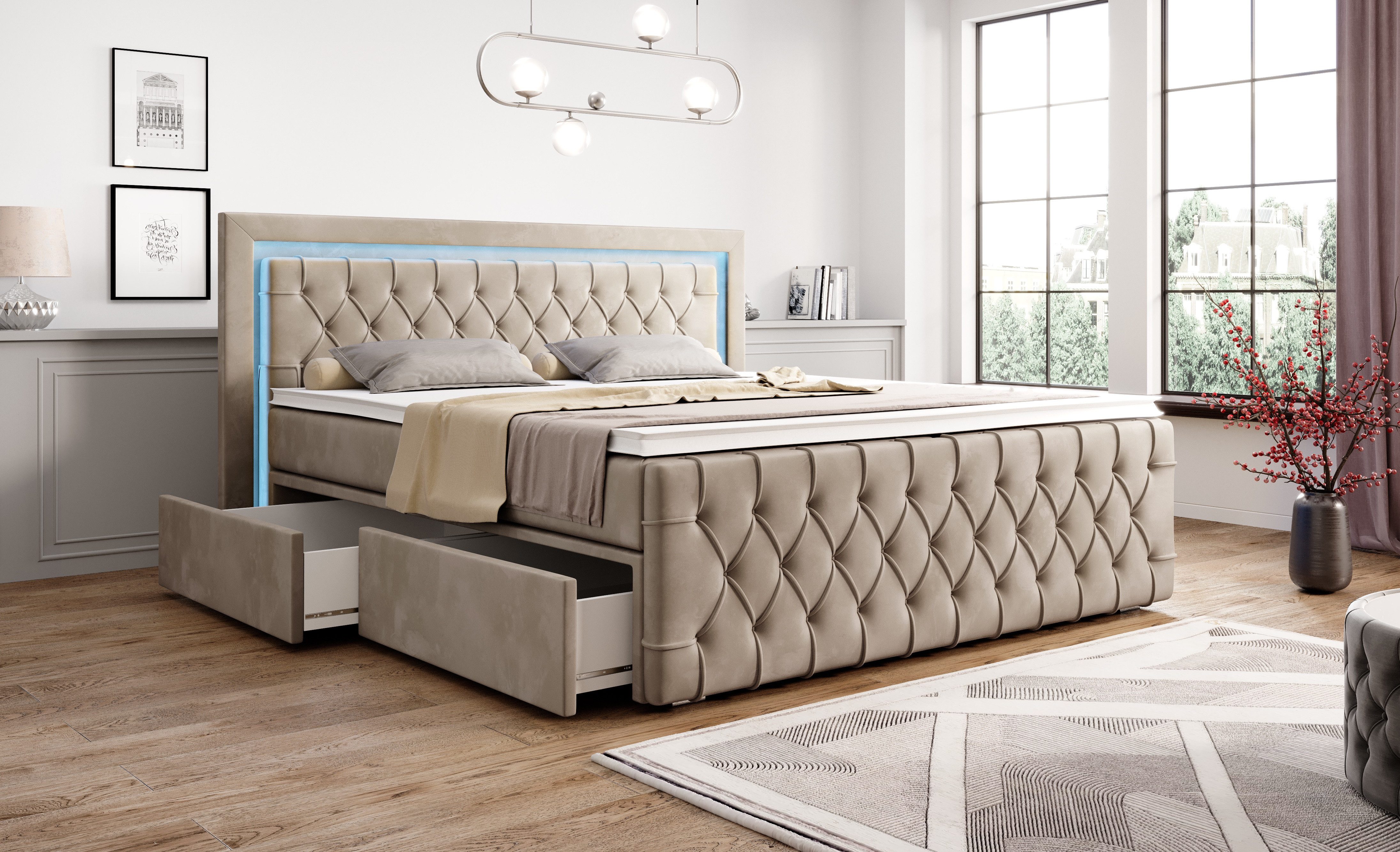 PROMETO Möbel Boxspringbett Arosa - Schubladen, günstig online kaufen