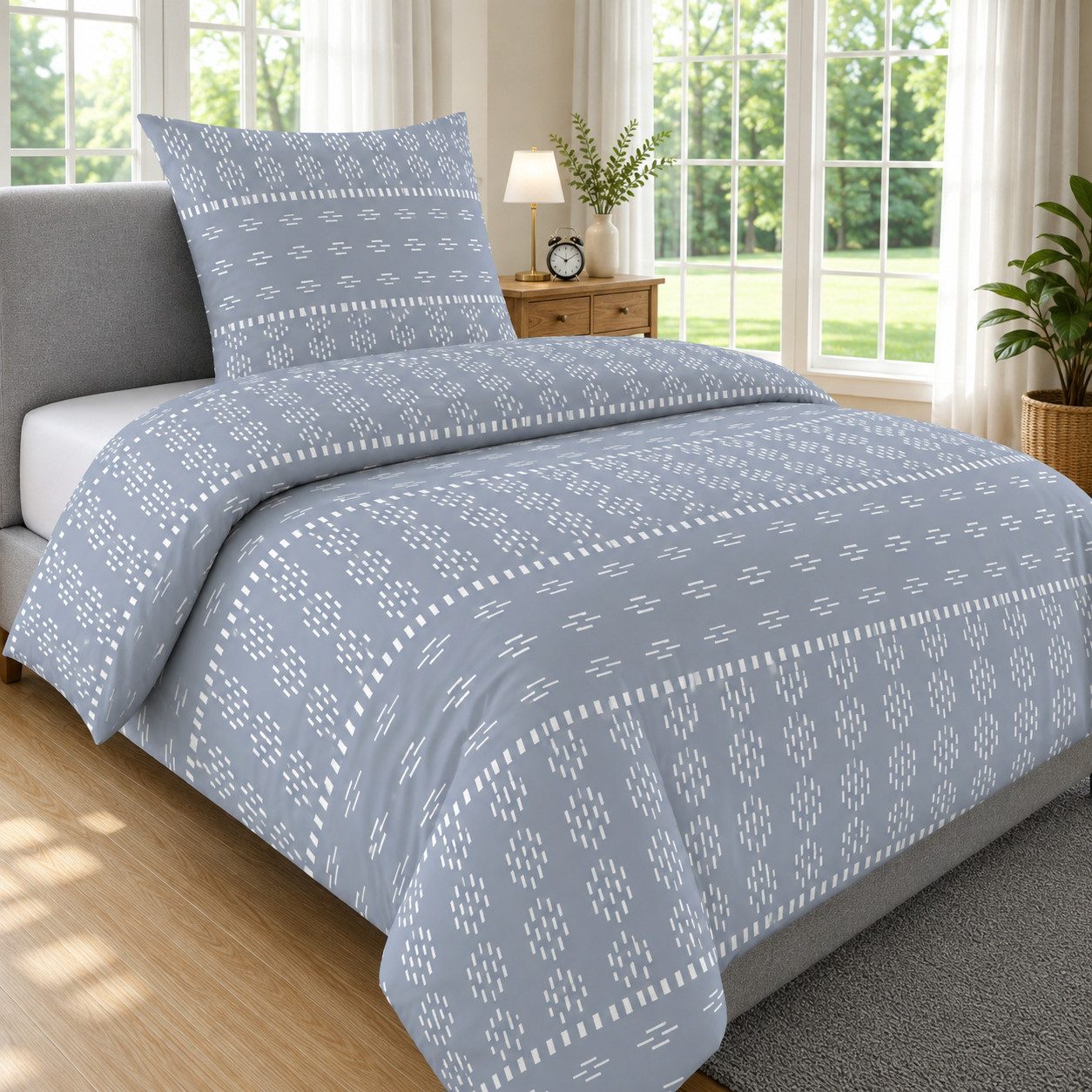 Malika Bettwäsche 135x200 + 80x80 cm atmungsaktiver Bettbezug, moderne Designs, Baumwolle, 2 teilig, pflegeleicht, hautfreundlich, angenehm weicher Stoff