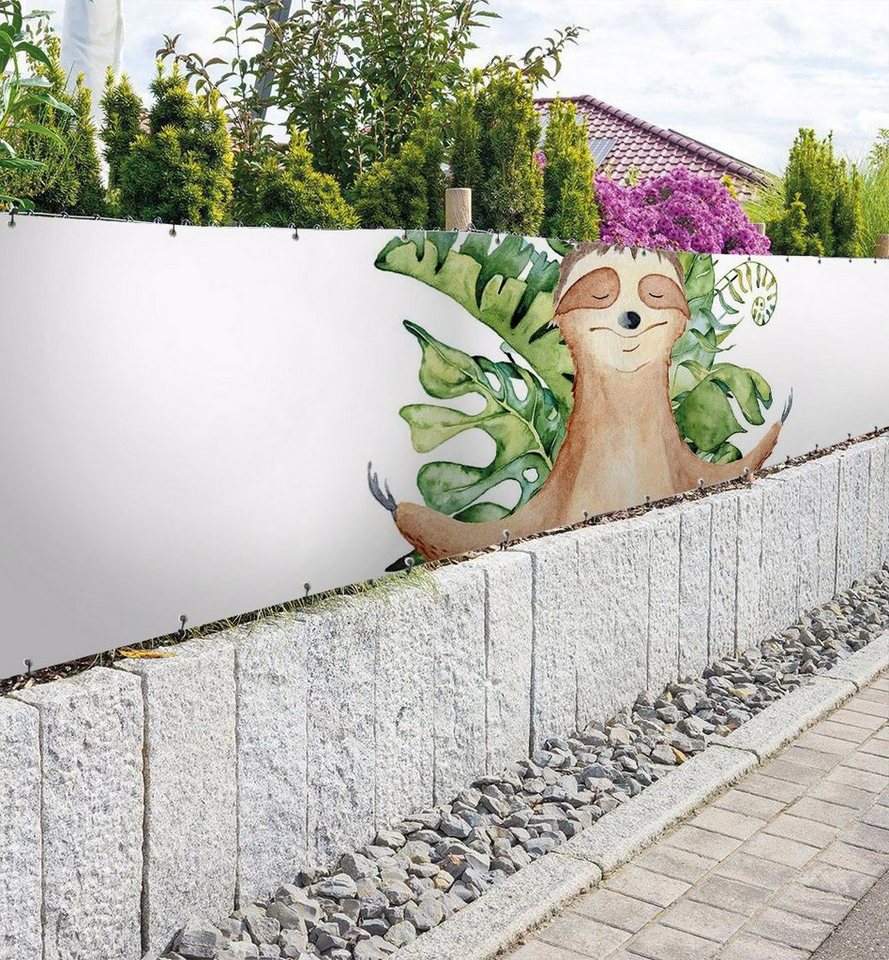 Thumbnail - MyMaxxi Sichtschutzzaunmatten Zaunbanner Faultier Meditation Sichtschutz Garten Zaun