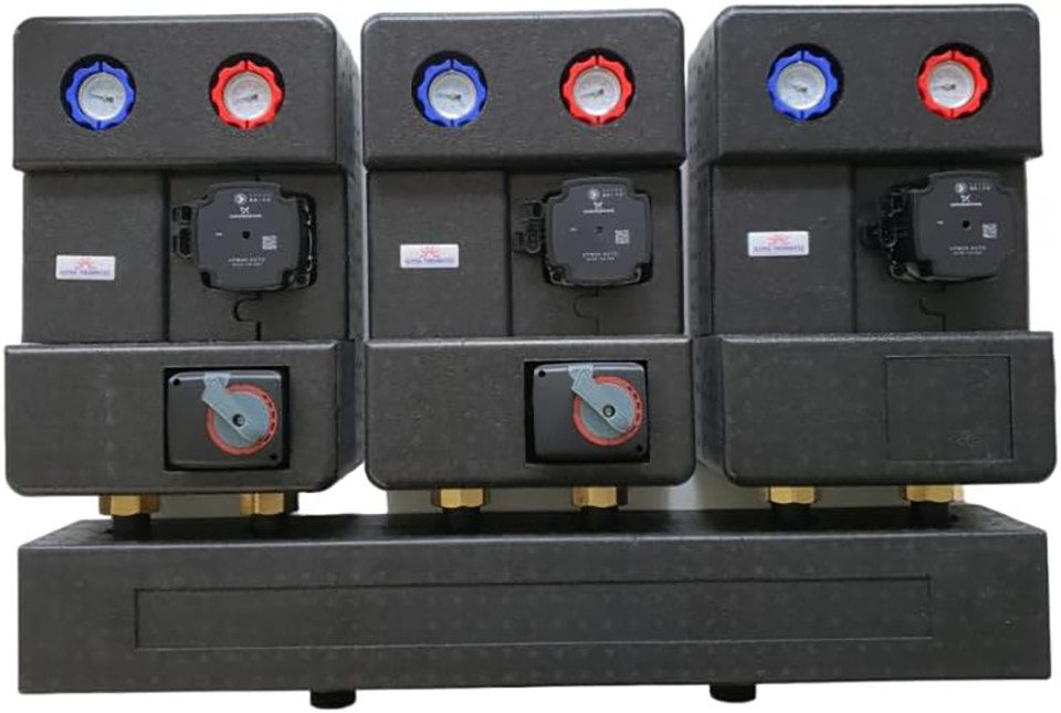 SUNEX Heizkreisverteiler Heizkreisset DN 25 1x ungemischt 2xgemischt für 3 Heizkreise (1-St)