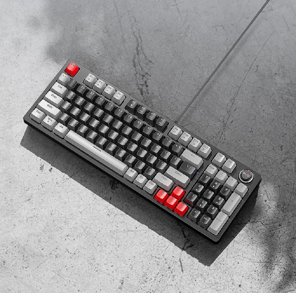 BUMHUM Nicht deutsche Gaming-Tastatur mechanische schwarz Echte Kabe) (Zweifarbige Dreifarbige und Tastatur,RGB-Beleuchtung RGB-Gaming-Tastatur mit Tastatur Doppel