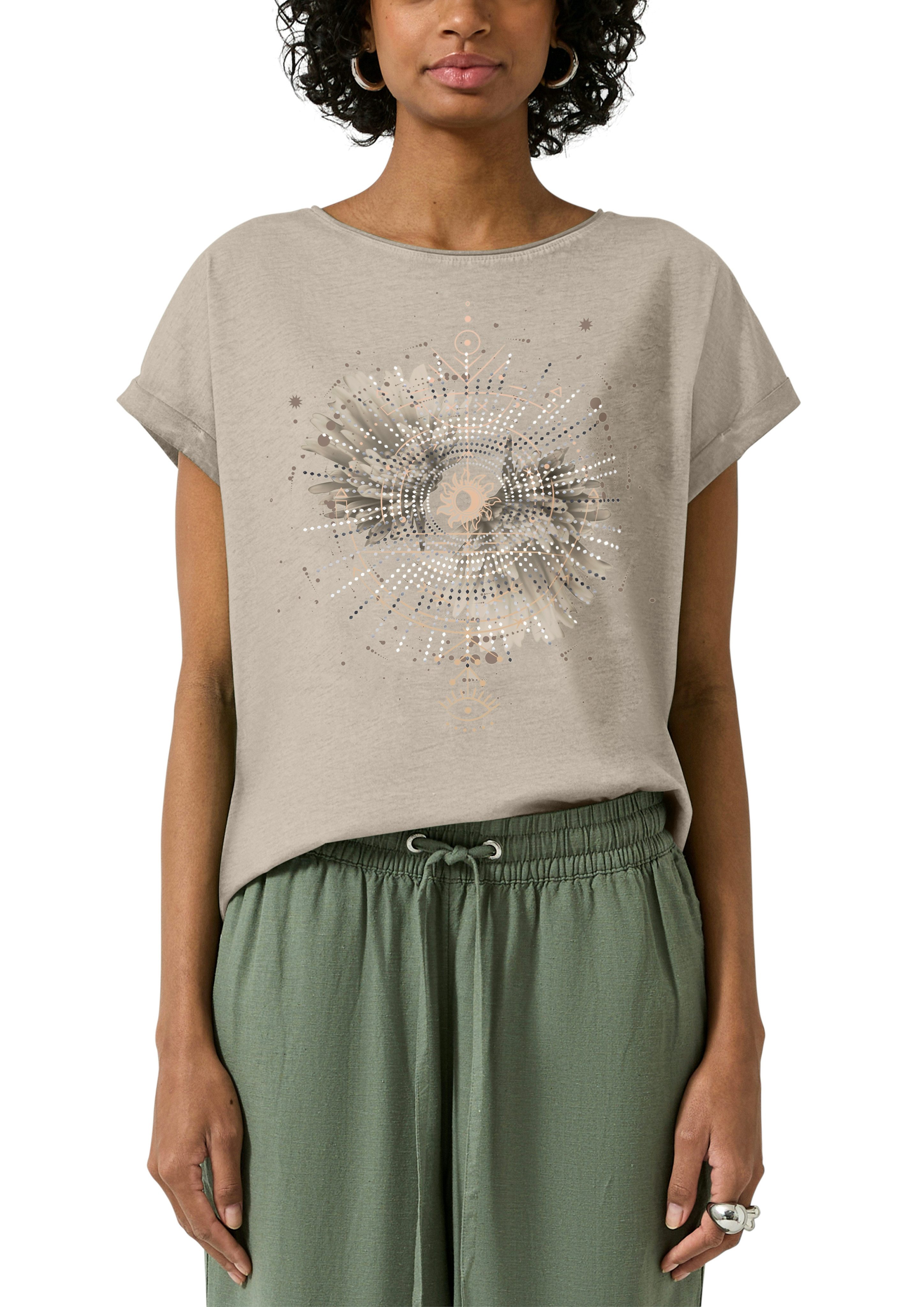QS Rundhalsshirt mit großem Print günstig online kaufen