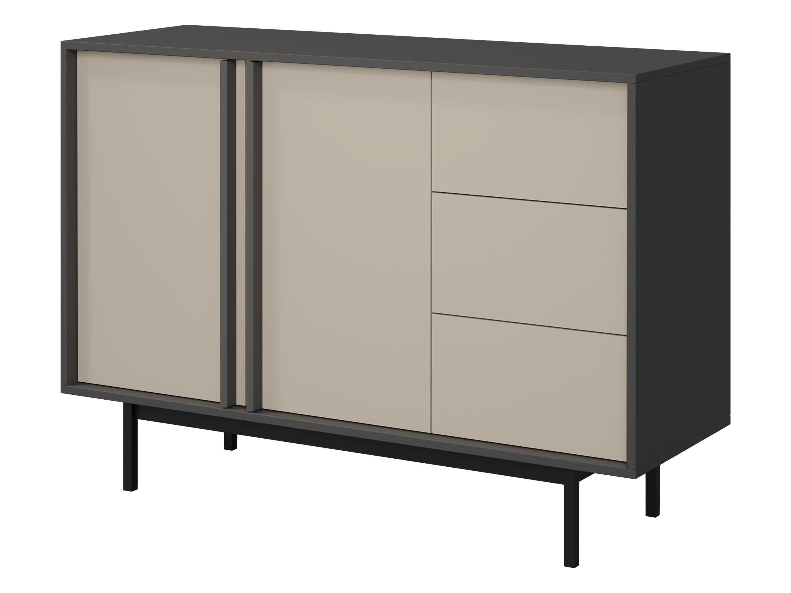 MIRJAN24 Kommode Alsy 3S2D AL07 (mit zwei Drehtüren und drei Schubladen), Untergestell aus Metall