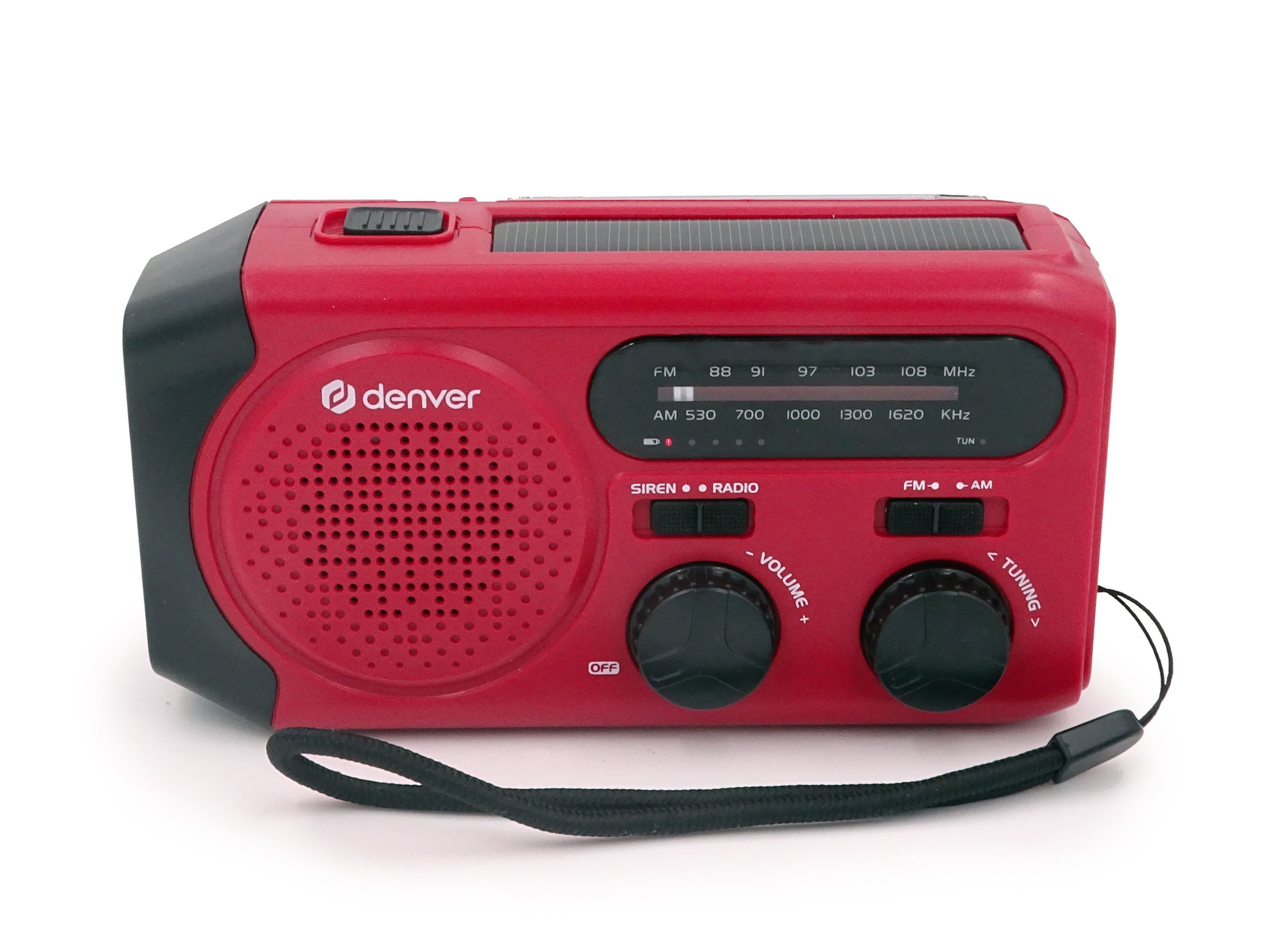 Denver SCR-2010 Radio (AM, FM, Handkurbel, Solar, SOS-Sirene, Taschenlampe, Batteriestandsanzeige, Solar + Handkurbel + Powerbank, SOS, LED-Taschenlampe)