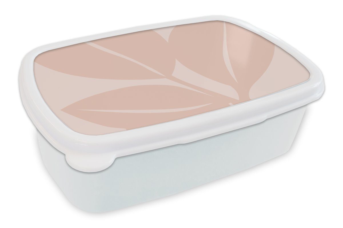 MuchoWow Lunchbox Sommer - Blätter - Pastell, Kunststoff, (2-tlg), Brotbox für Kinder und Erwachsene, Brotdose, für Jungs und Mädchen weiß
