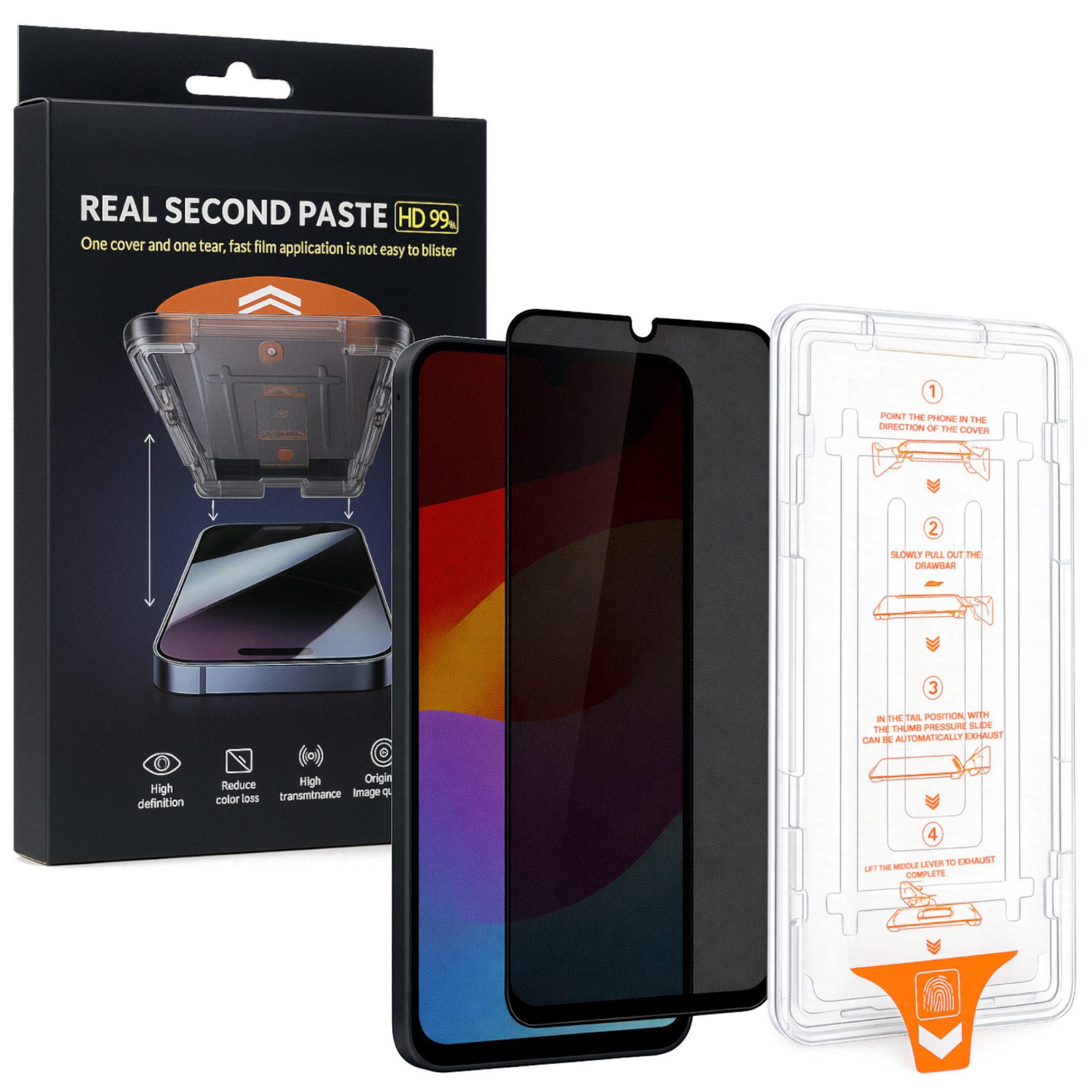 Wigento Handyhülle Für Samsung Galaxy A17 5G / 4G SnapFit Privacy Glas Installationshilfe, Blickschutz, 9H Härte, kratzfest, stoßfest, Installationshilfe
