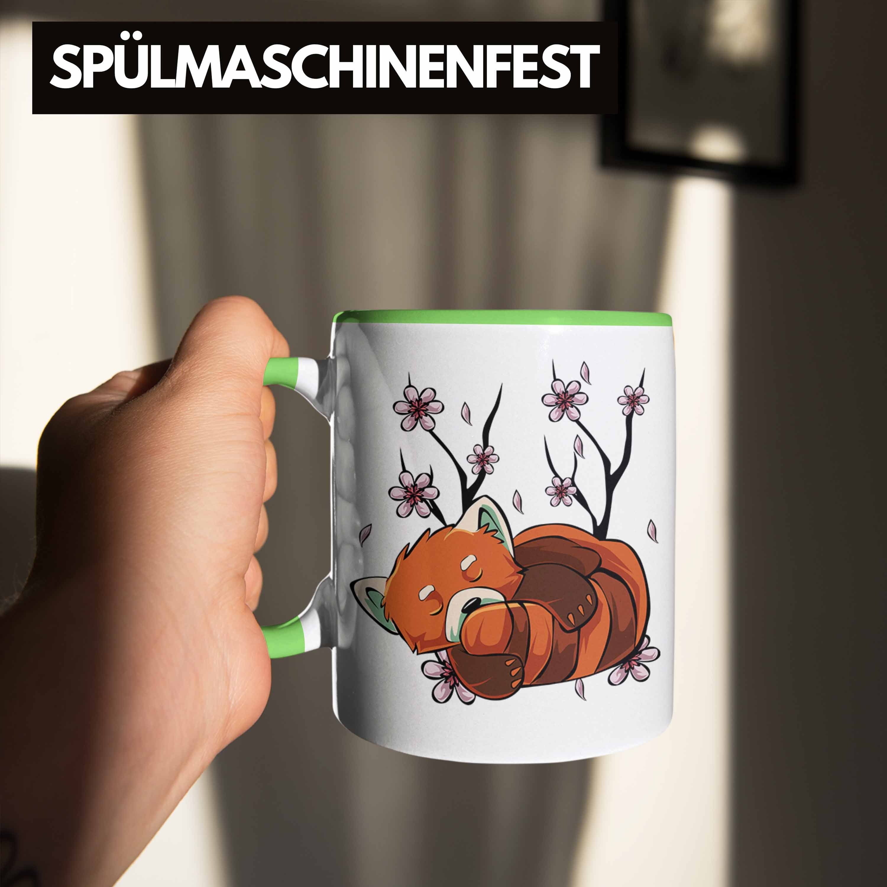 Tasse für - süßes Panda-Liebhaber Tasse Panda Ein Roter Grün Trendation Geschenk Lustige