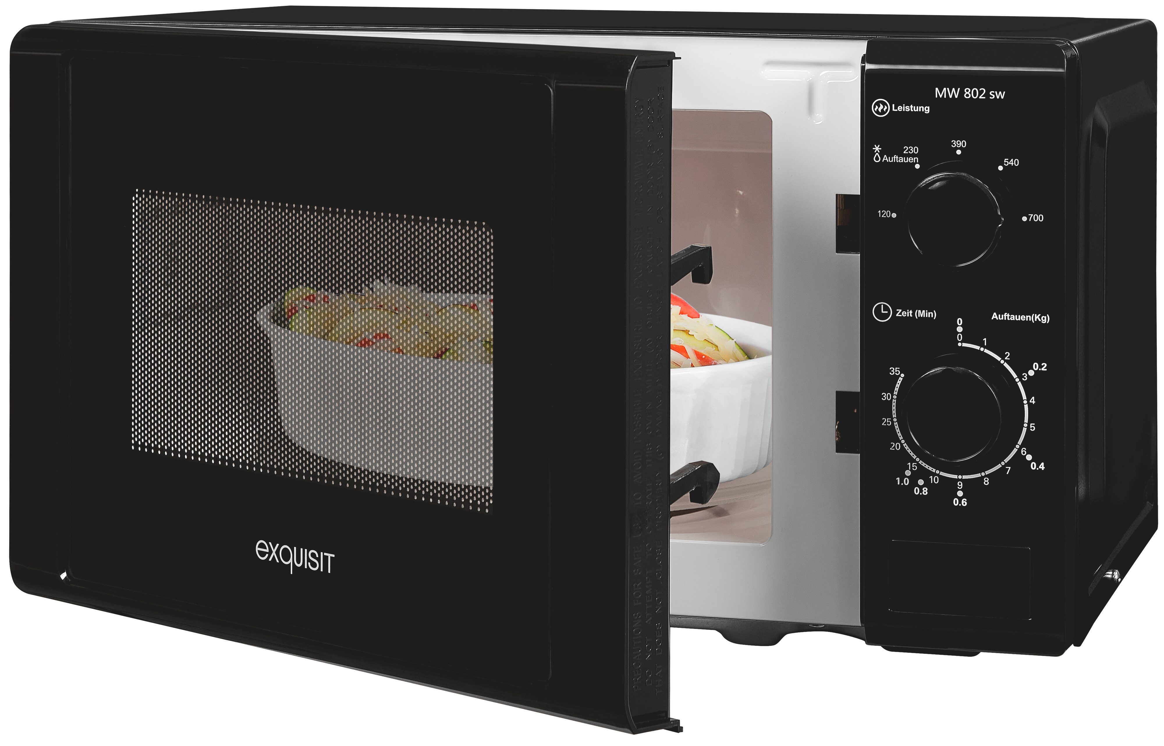 exquisit Mikrowelle MW 802, Mikrowelle, 20,00 l, 20 Liter, 25,5 cm Drehteller, inkl. Timer, einfach Bedienung, 700 Watt