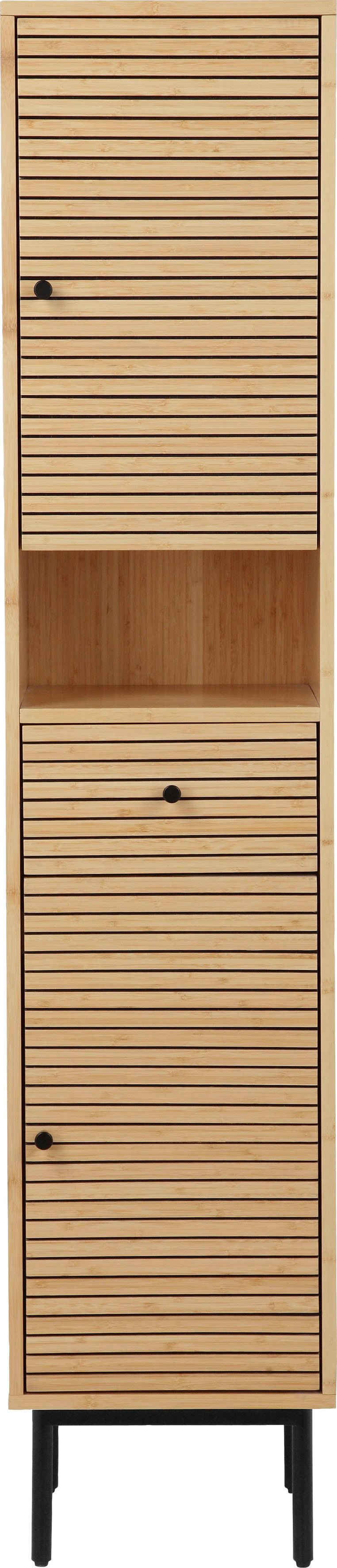 andas Hochschrank Bali Standschrank Badezimmer WC Bad Badmöbel mit 2 Türen und einer Schublade, Breite 35cm