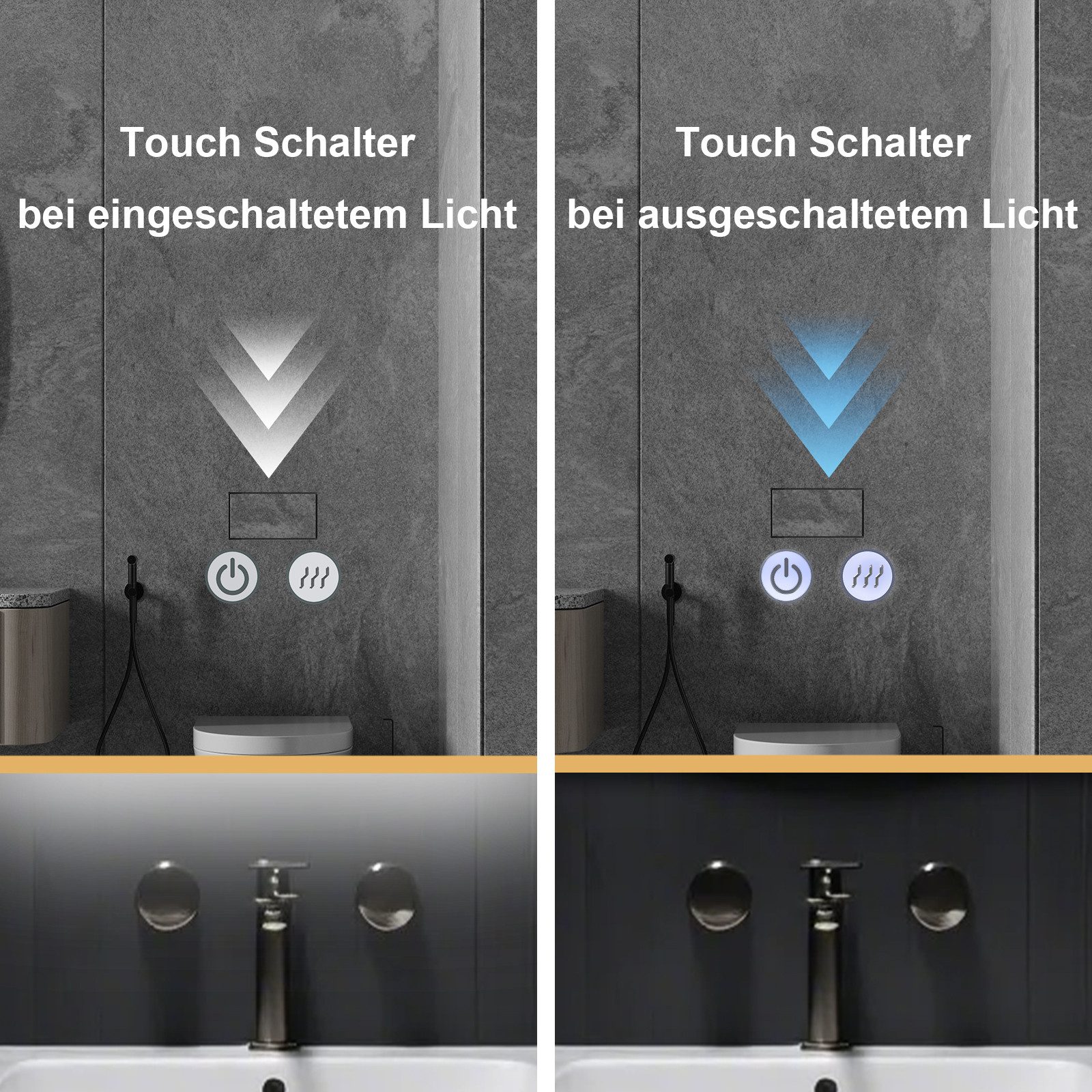 Apejoy Badspiegel 60x80cm LED Schwarz Gold günstig online kaufen