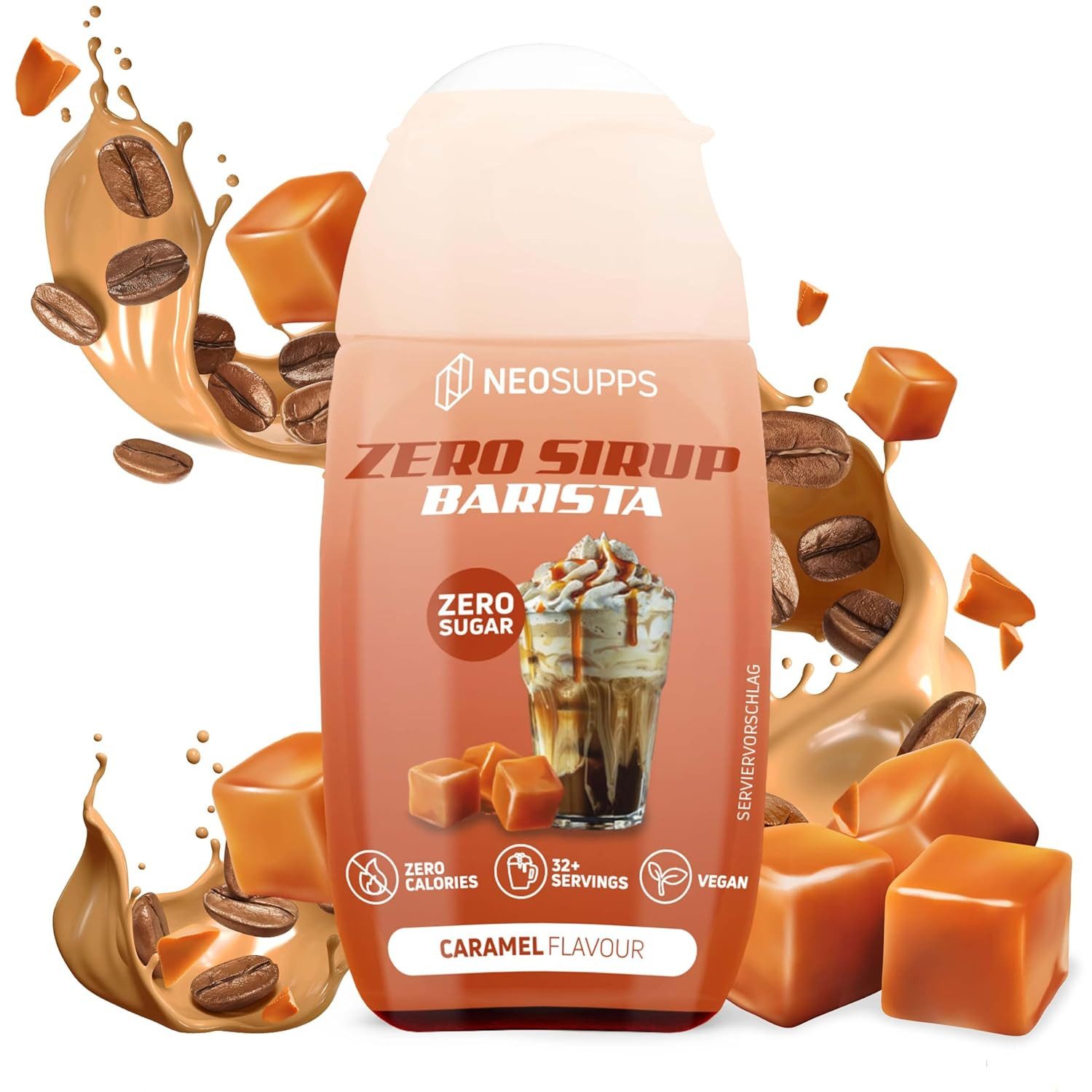 Neosupps Zero Sirup Barista, Caramel Geschmack, 65 ml Vegan, MHD (01.09.2026) Sirup, 65 ml, Ohne Zucker, Ohne Kalorien