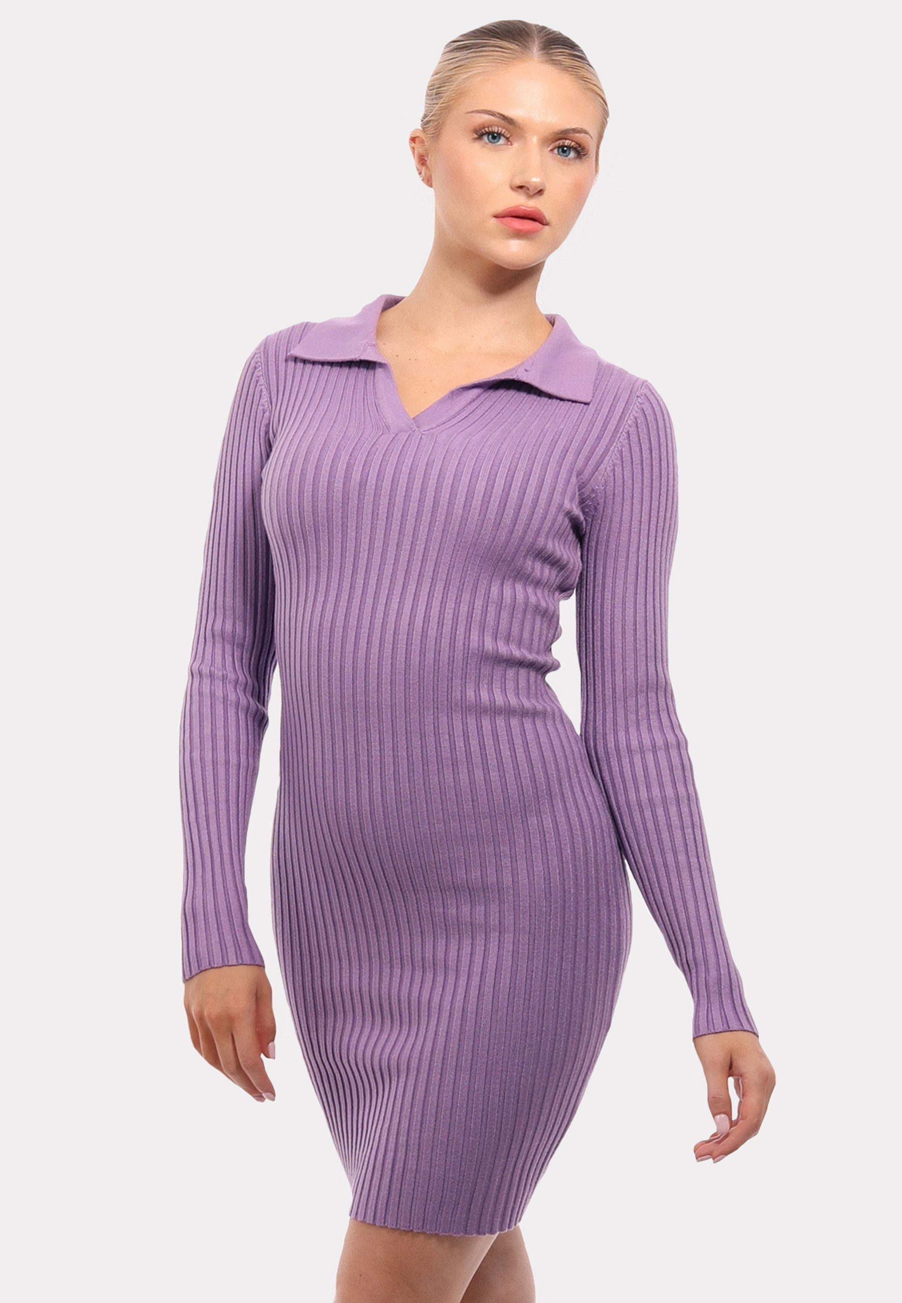 Strickkleid Elegantes Mini Strickkleid mit Polokragen