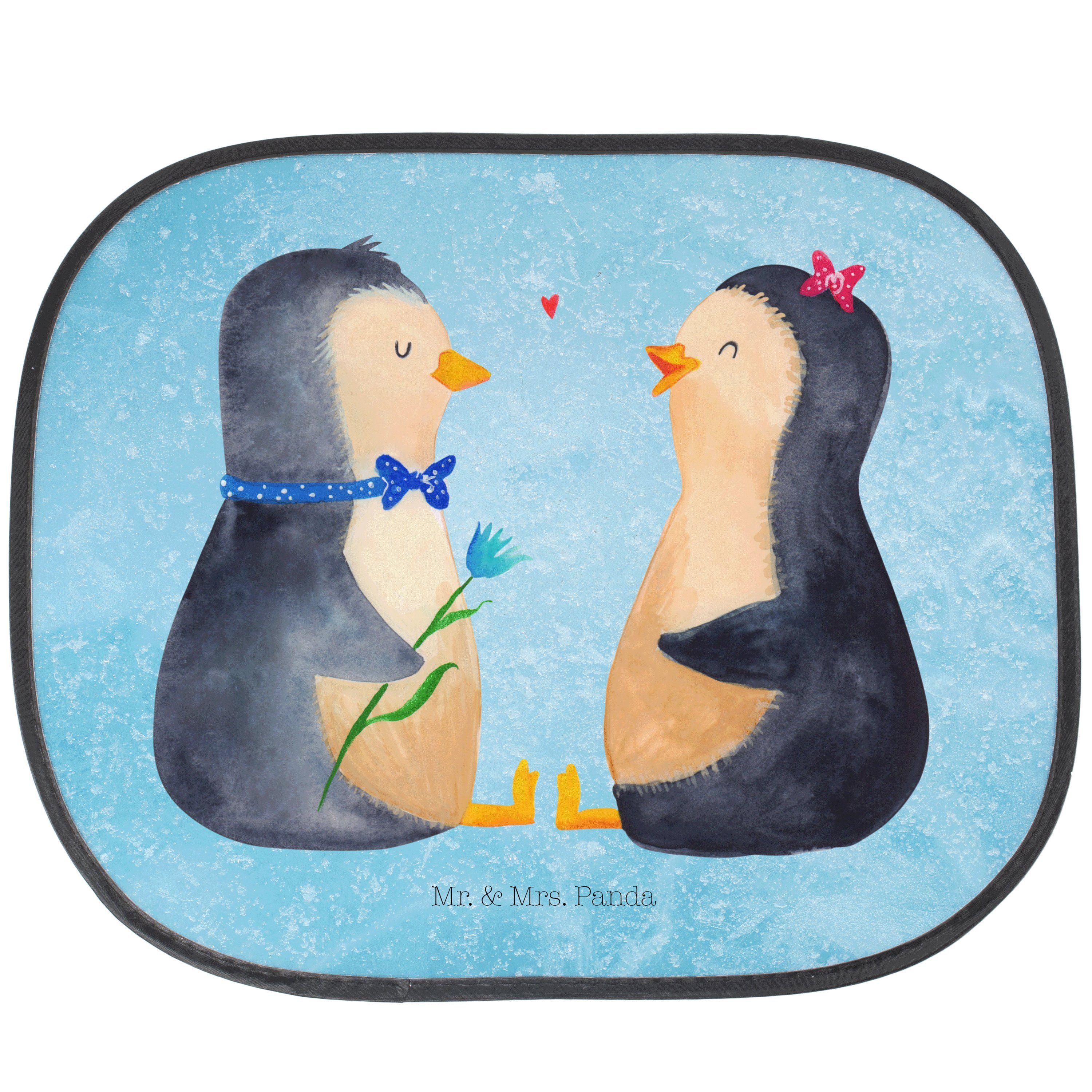 Geschenk, Pärchen Pinguin Eisblau Seidenmatt Sonnenschutzfolie, & Mr. - - Panda, Mrs. Sonnenschutz Sonnenblende,