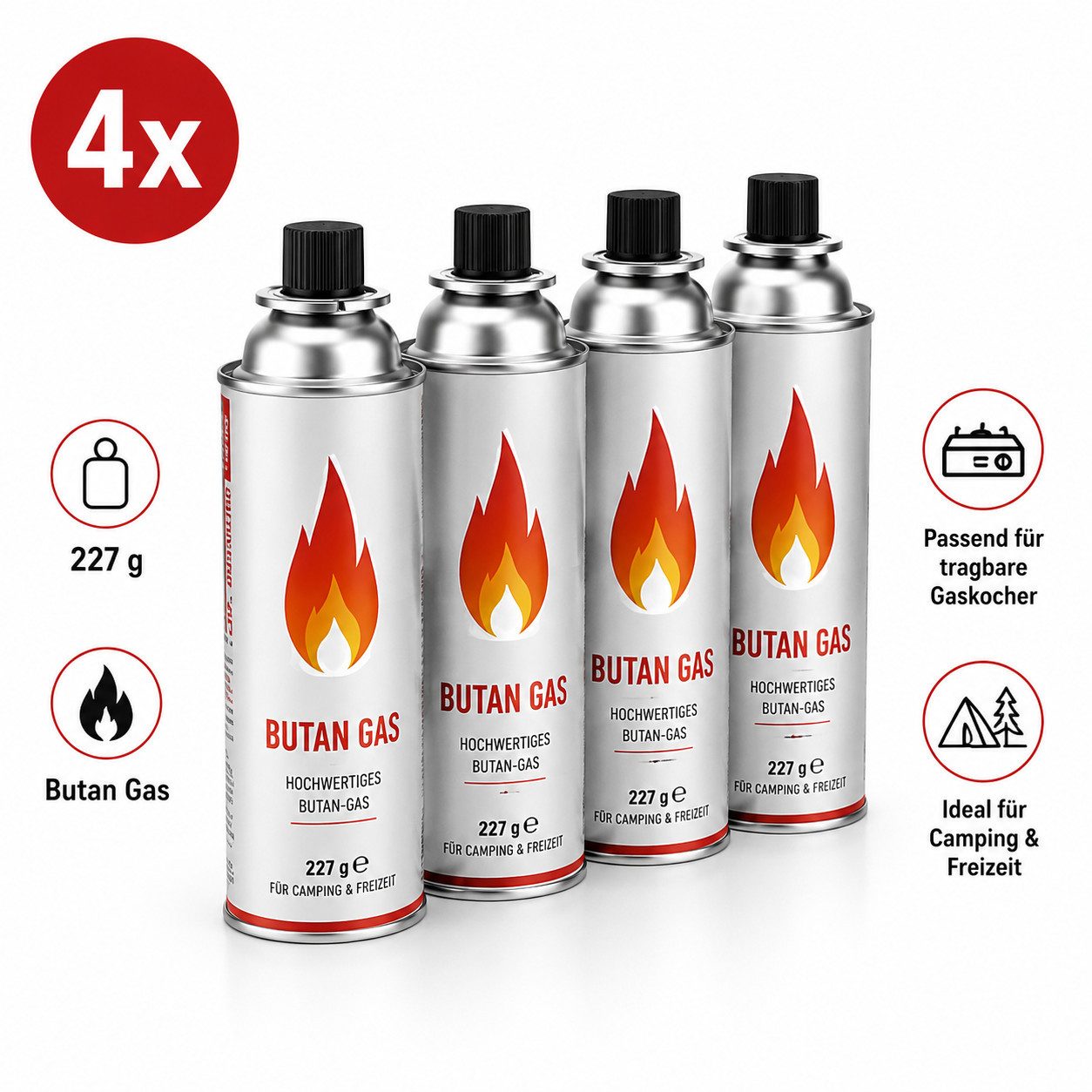 Ertex Gaskocher Campingkocher Gasherd portabel Campingherd mit Koffer & Gaskartuschen