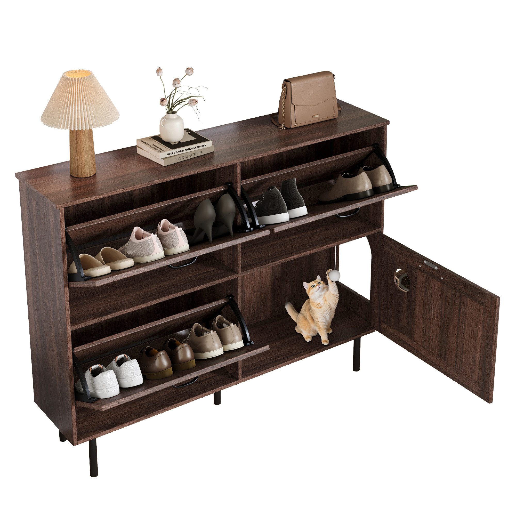 Refined Living Schuhschrank Schuhschrank mit 3 Klappen & 4 Türen,Schuhregal günstig online kaufen