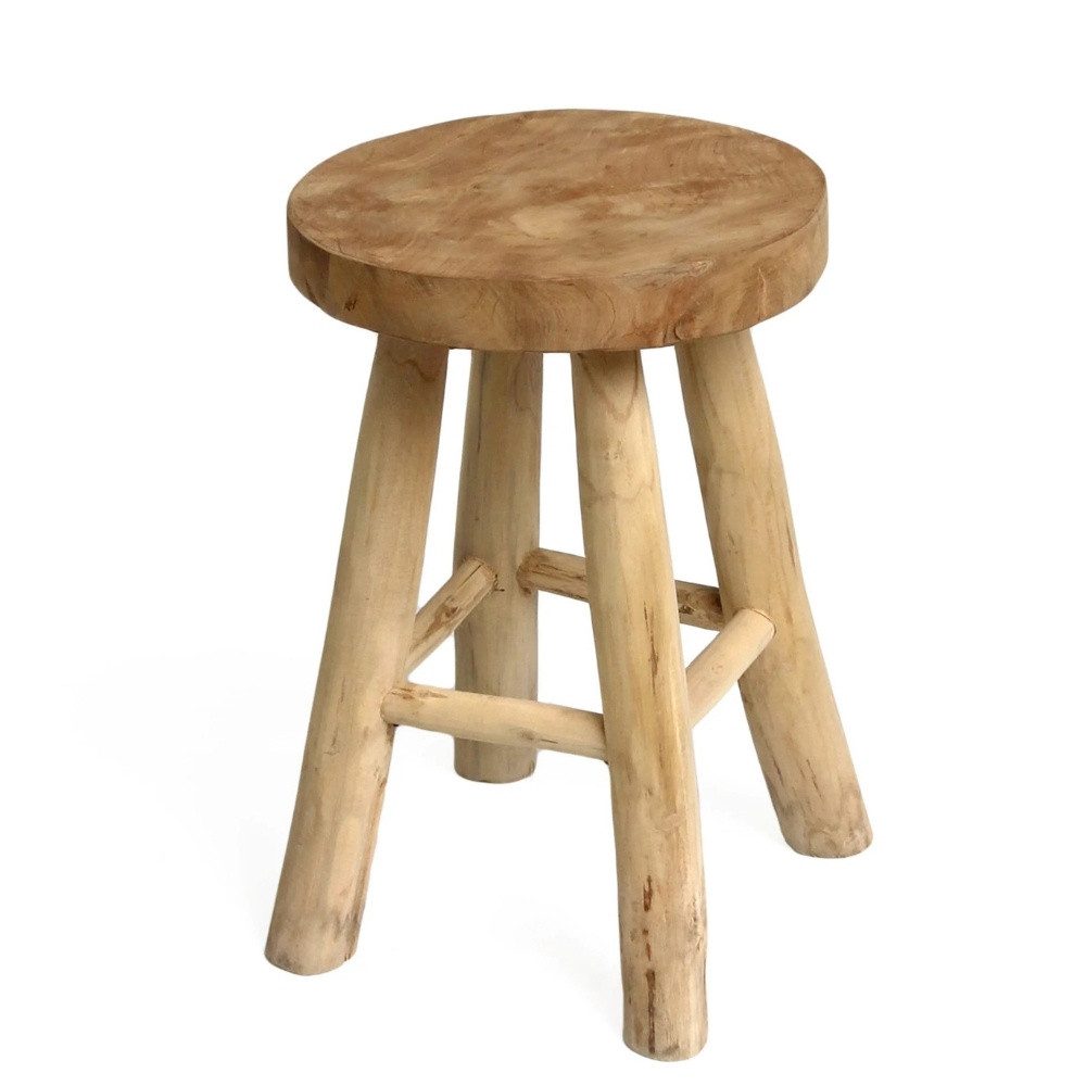 LebensWohnArt Sitzhocker Teak Hocker KANSAS Natural 45cm Beistelltisch Sitz günstig online kaufen