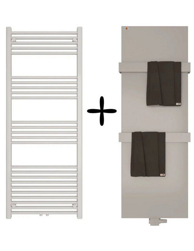 MERT Badheizkörper Design ABDECKUNG+Badheizkörper mit Mittelanschluss + inklusive Samiset