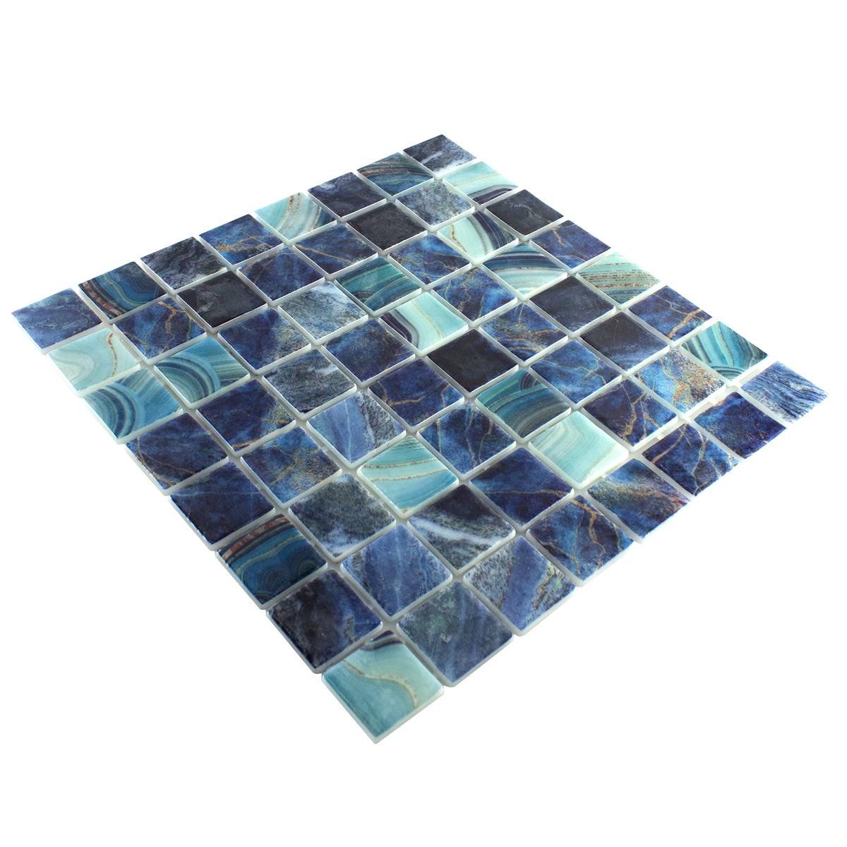 Mosafil Mosaikfliesen Glas Schwimmbad Pool Mosaik Fliesen Baltic 38x38 mm, Glas 31.600x31.600, blau-türkis, Punktverklebt - Frostsicher - Wasserdicht - Wasserfest - Rutschfest