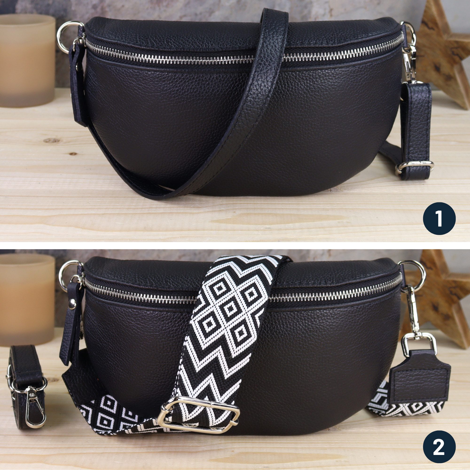 Blade Umhängetasche Bauchtasche Damen Echtleder Umhängetasche Brusttasche Gürteltasche, als Schultertasche tragbar mit Verstellbare Schultergurte