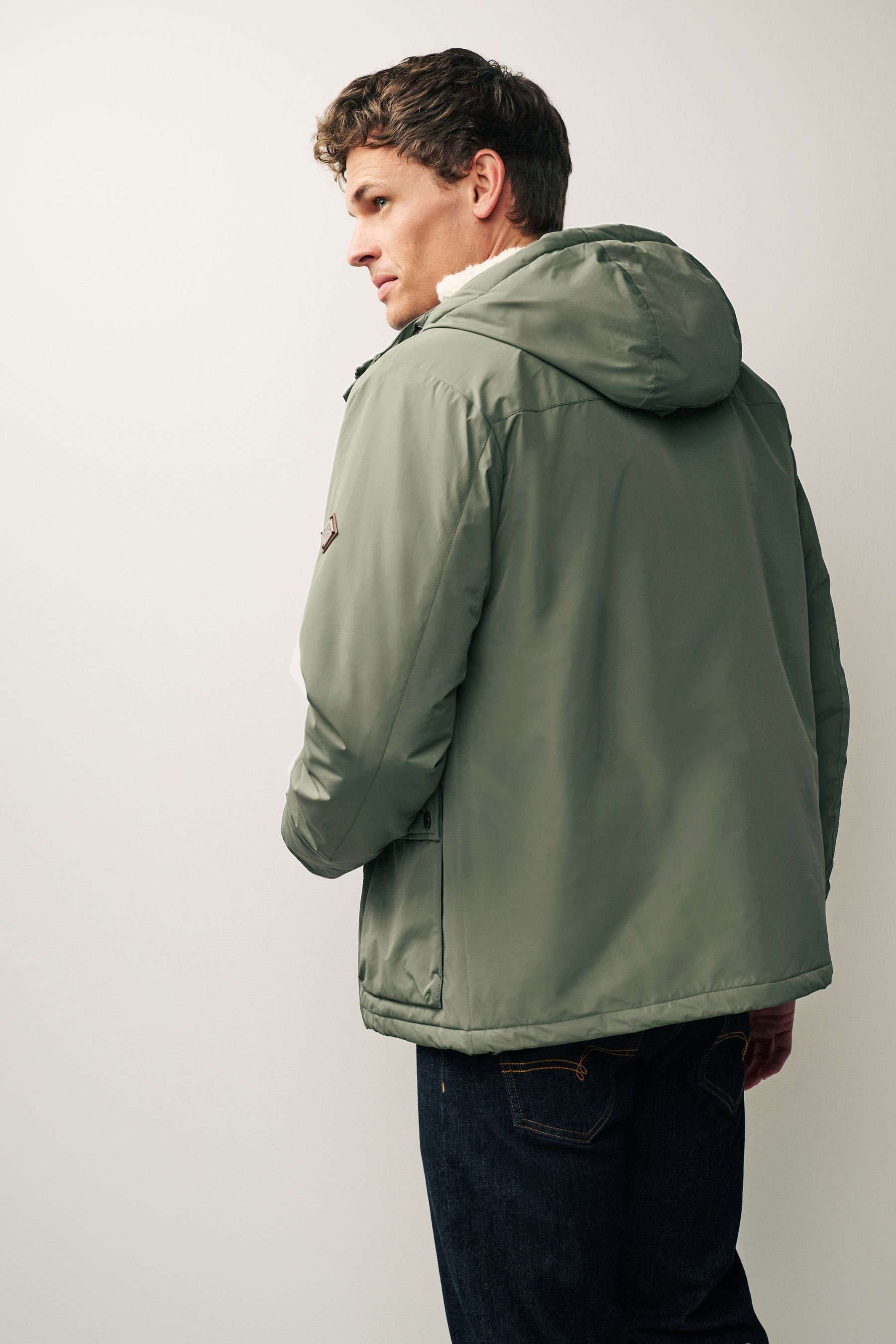 mit Sage Jacke Tasche Green (1-St) Winterjacke Plüschfutter Next 4 und