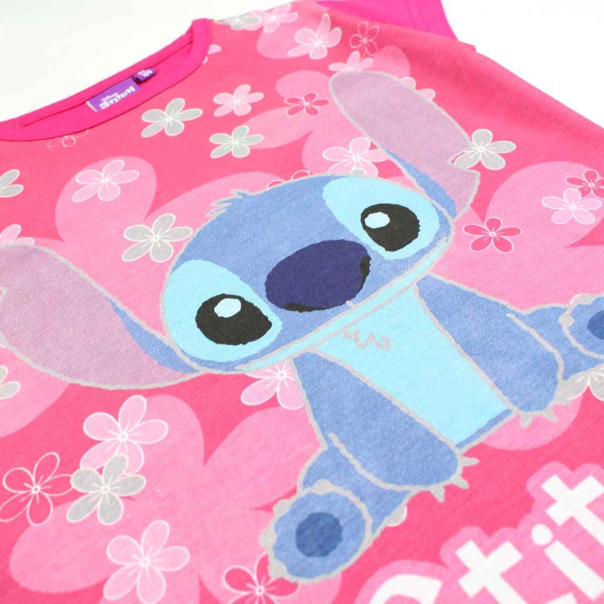 Kurzarmshirt Mädchen aus Gr. Lilo cm 152 T-Shirt Baumwolle Pink & - Stitch Stitch 104
