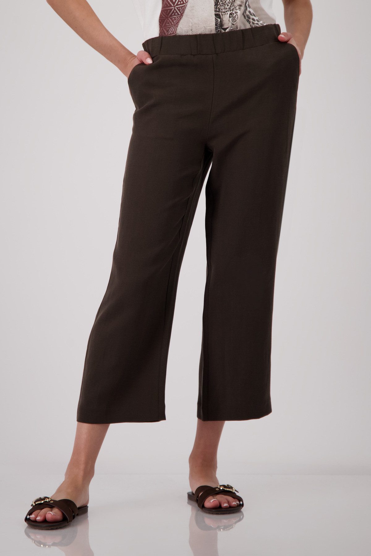 monari 7/8-Hose Hose Sarah Basic Leinen Regular fit mit elastischem Bund
