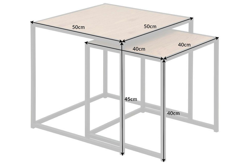 natur Beistelltisch 2-St), Industrial 50cm LINE (Set, SLIM schwarz Holzwerkstoff · riess-ambiente · · natur Metall natur / | Wohnzimmer