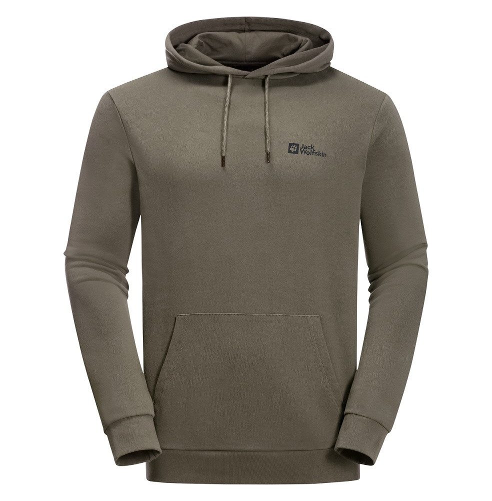 Jack Wolfskin Kapuzenpullover Essential (Bio-Baumwolle) olivegrün Herren