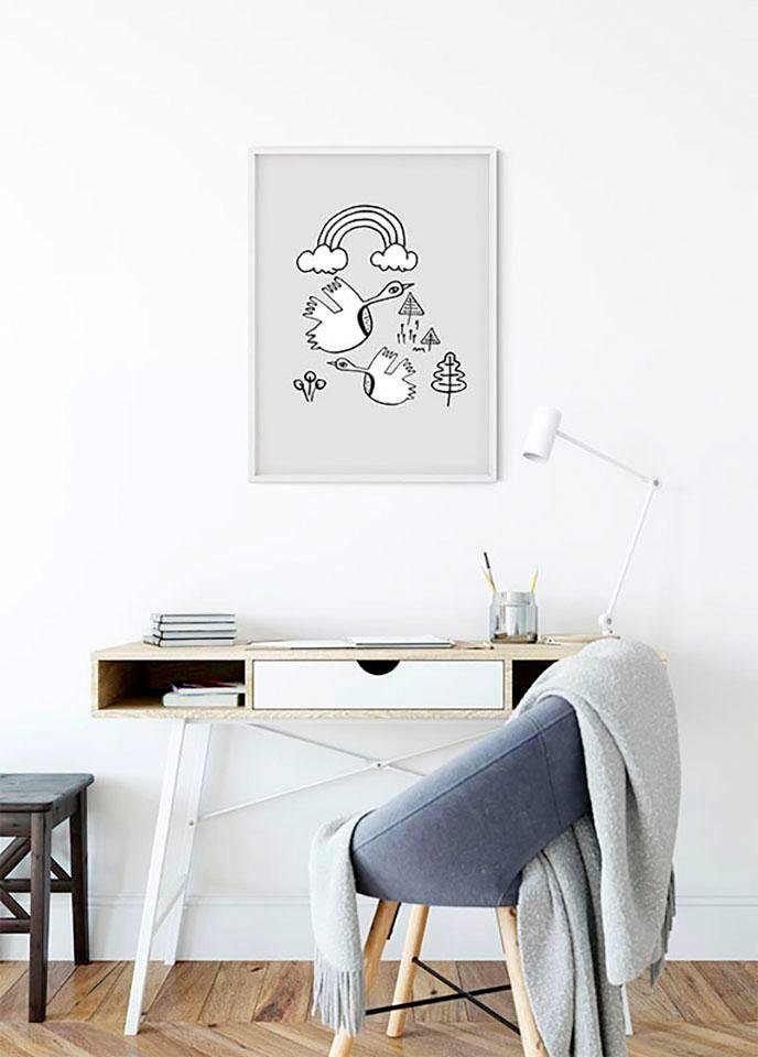 Komar Poster Scribble (1 Birdy, Tiere Wohnzimmer Kinderzimmer, St), Schlafzimmer